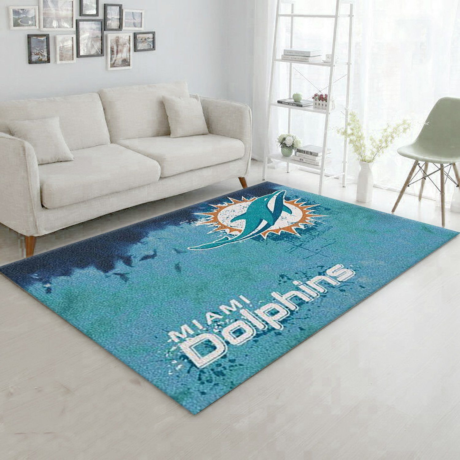 Miami Dolphins Fade Rug Nfl Team Area Rug Carpet, Kitchen Rug, Home US Decor - Indoor Outdoor Rugs