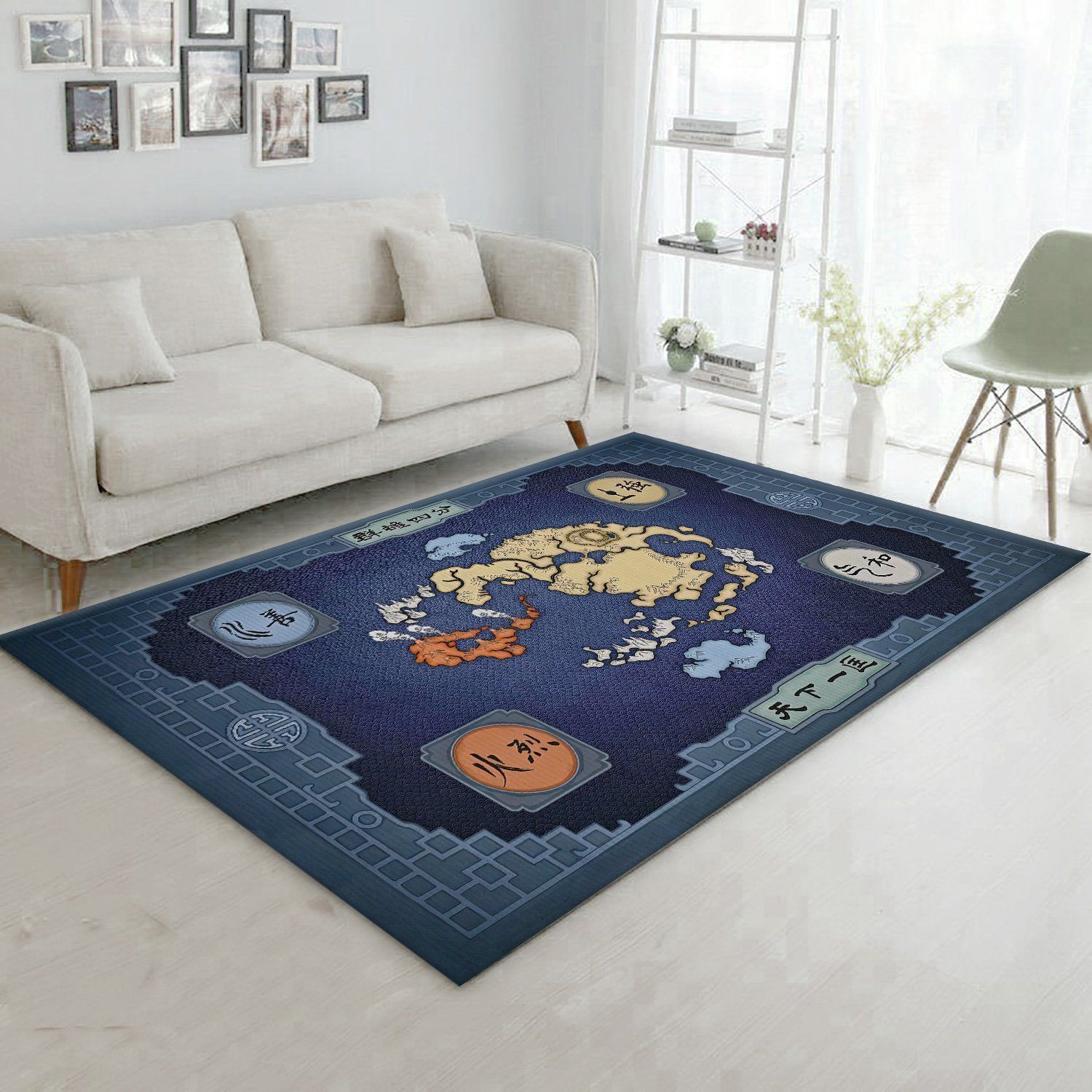 The Last Airbender Anime Map Rug Area Rug Floor Decor - Indoor Outdoor Rugs