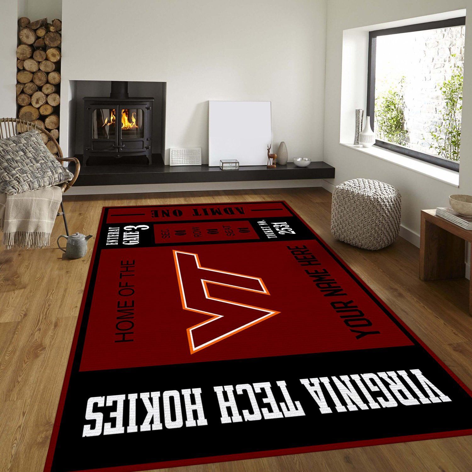 Virginia Tech Hokies Ncaa Customizable Rug, Bedroom Rug - Floor US Decor - Indoor Outdoor Rugs