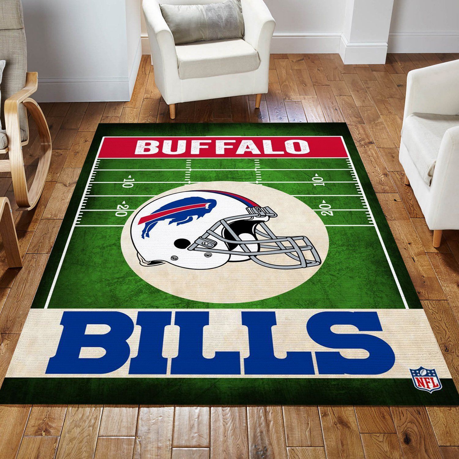 Buffalo Bills End Zone Nfl Area Rug Living Room Rug Home US Decor - Indoor Outdoor Rugs