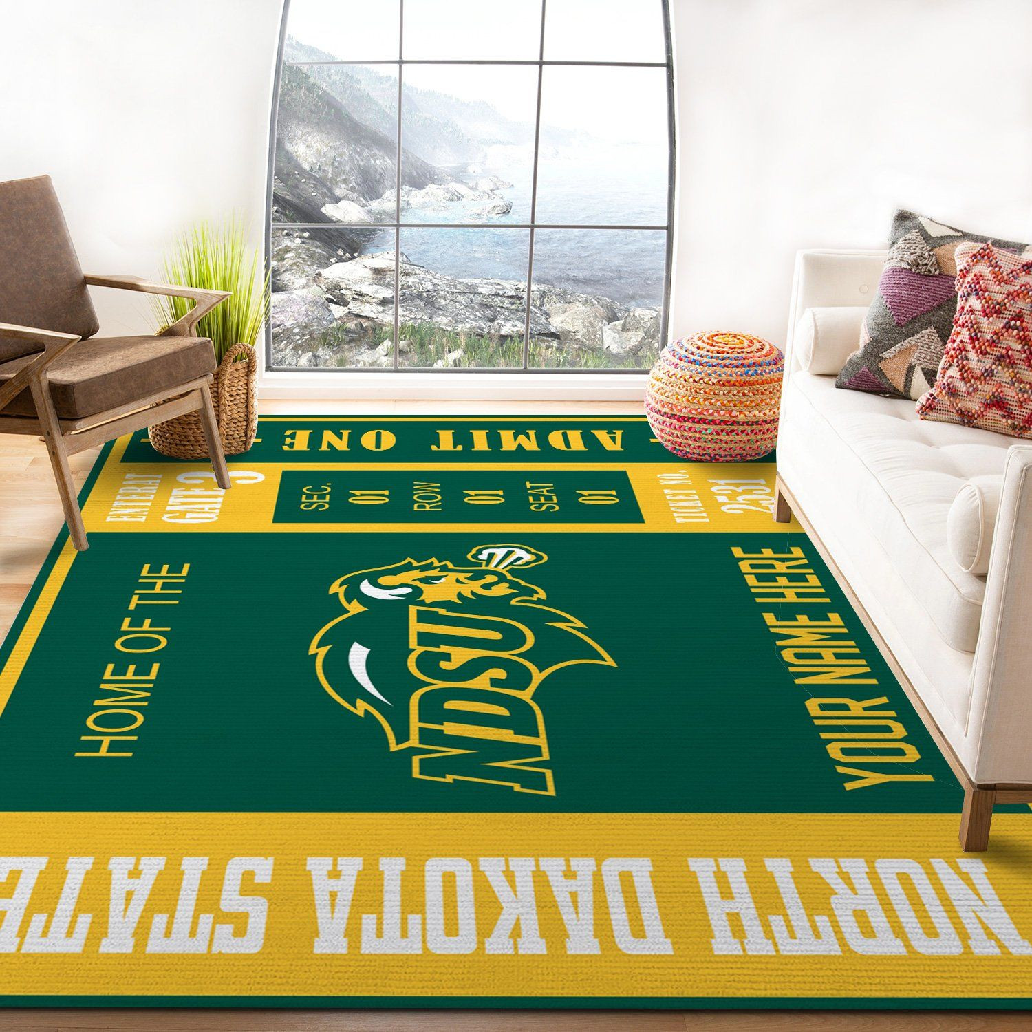 North Dakota State Ncaa Customizable Rug, Living Room Rug - Home Decor  Floor Decor - Indoor Outdoor Rugs