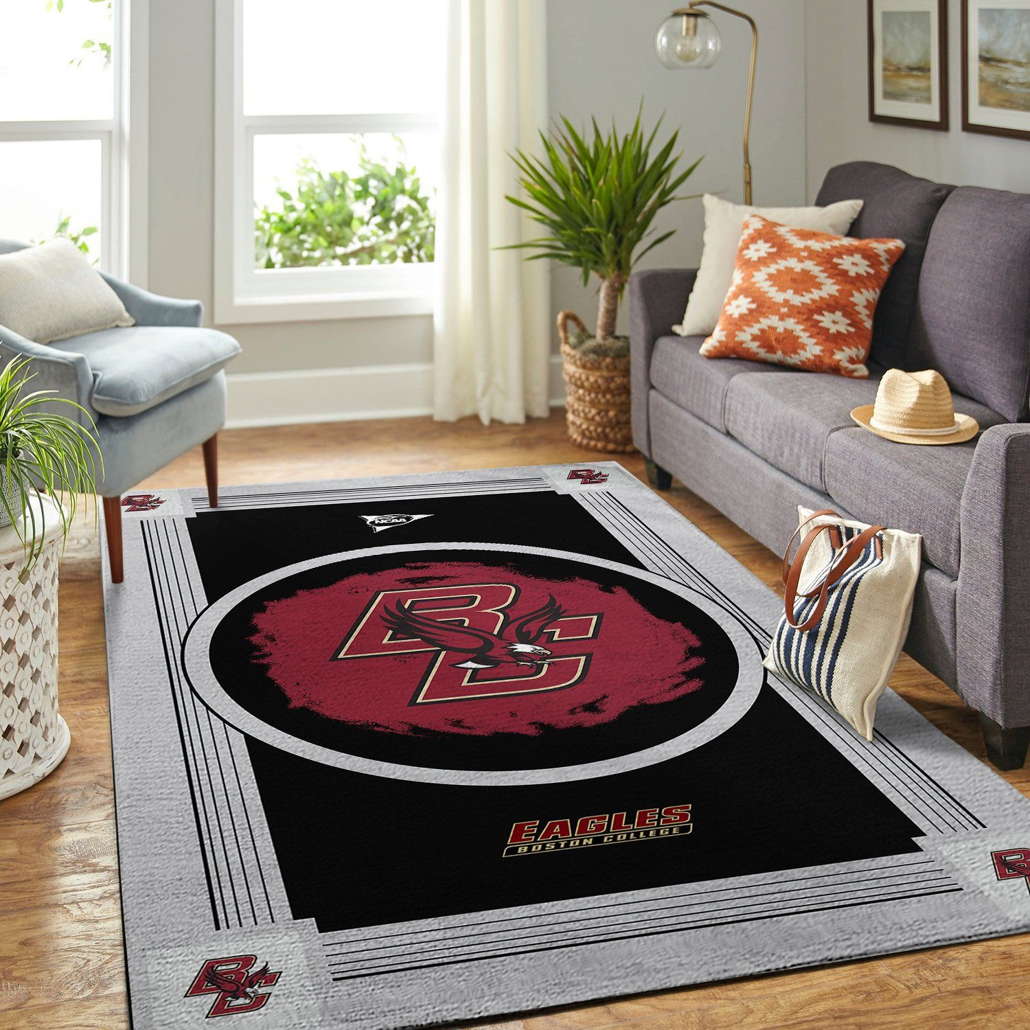 Boston College Eagles Ncaa Team Logo Nice Gift Home Decor Rectangle Area Rug - Indoor Outdoor Rugs