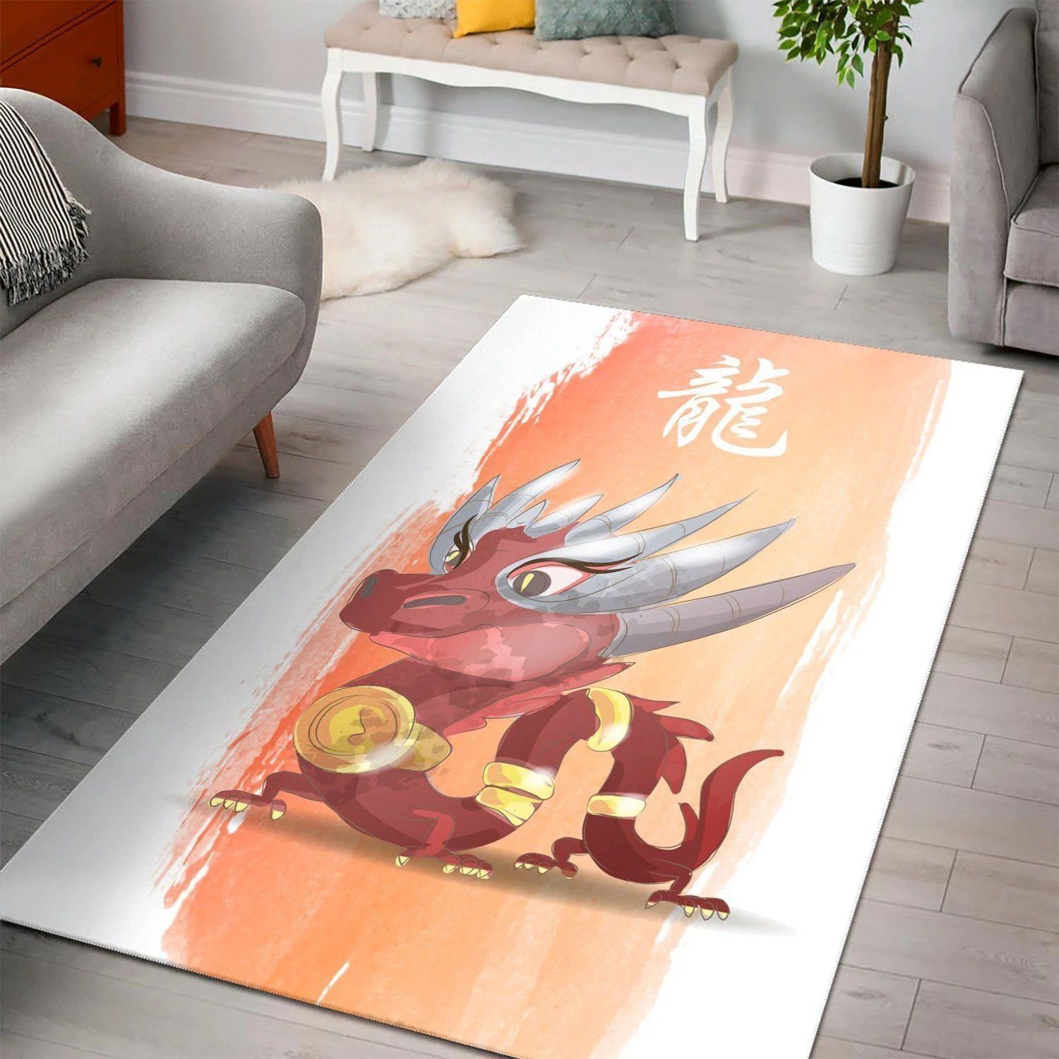 Chinese Zodiac Dragon  Area Rug ,  Room Rugs, Floor Decor Home Decor - Indoor Outdoor Rugs