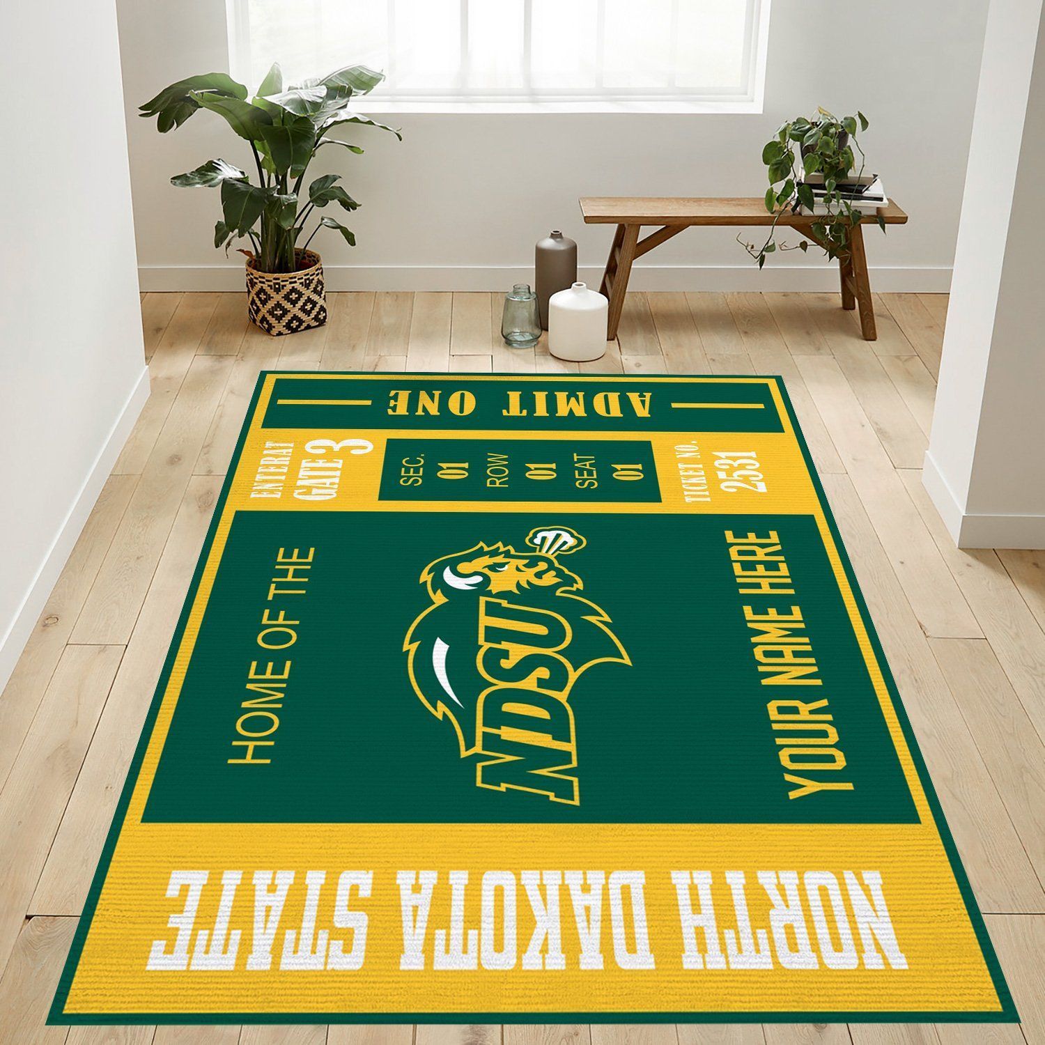 North Dakota State Ncaa Customizable Rug, Living Room Rug - Home Decor  Floor Decor - Indoor Outdoor Rugs