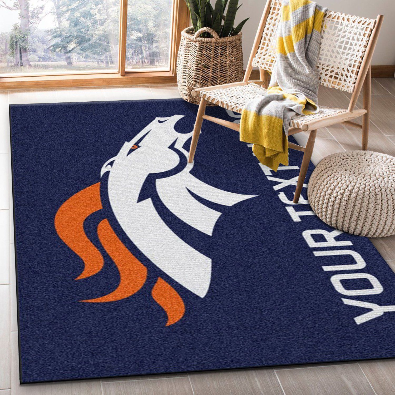 Customizable Denver Broncos Personalized Accent Rug NFL Area Rug Carpet, Kitchen Rug, Home US Decor - Indoor Outdoor Rugs