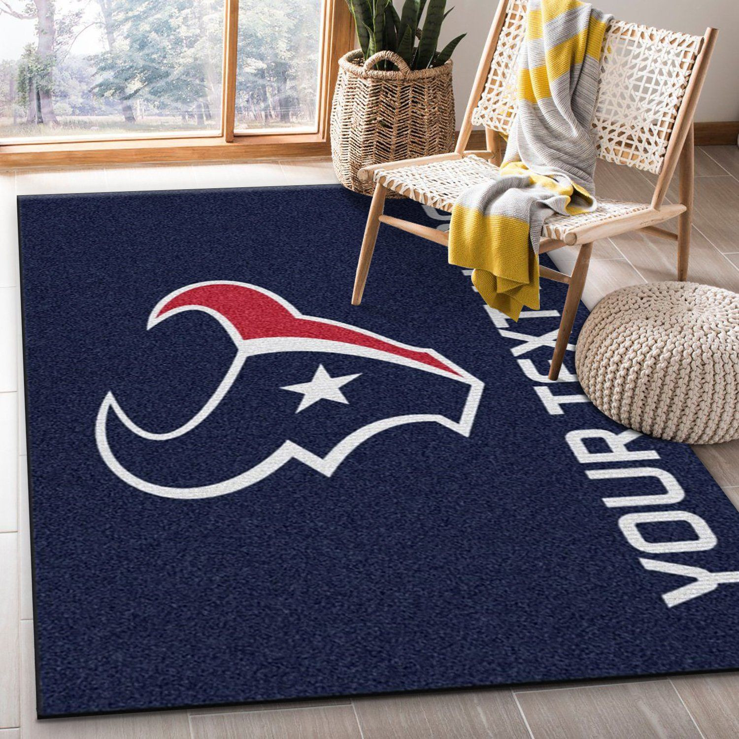 Customizable Houston Texans Personalized Accent Rug NFL Area Rug Carpet, Living room and bedroom Rug, Home US Decor - Indoor Outdoor Rugs