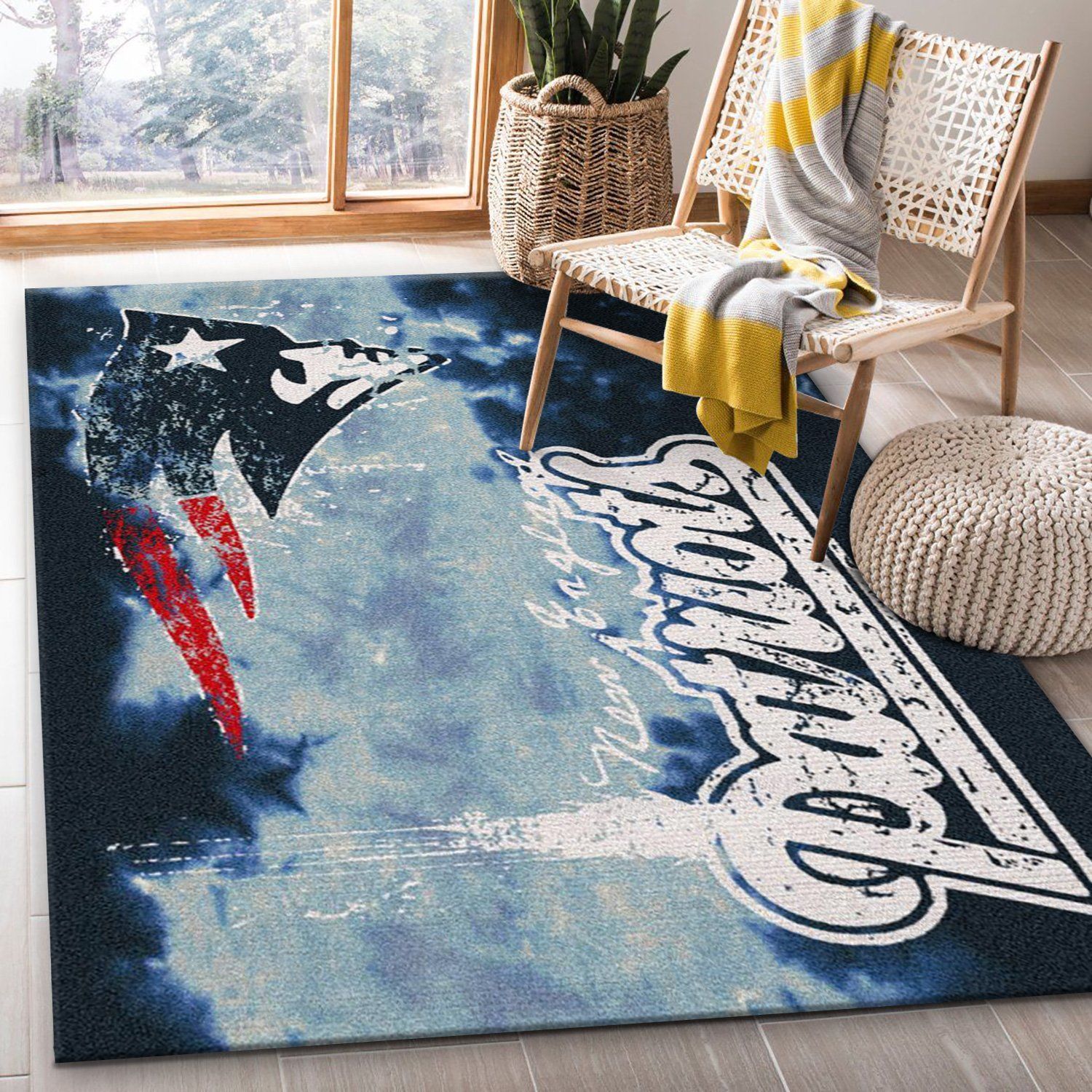 New England Patriots Fade Rug Nfl Team Area Rug, Kitchen Rug, Home Decor Floor Decor - Indoor Outdoor Rugs