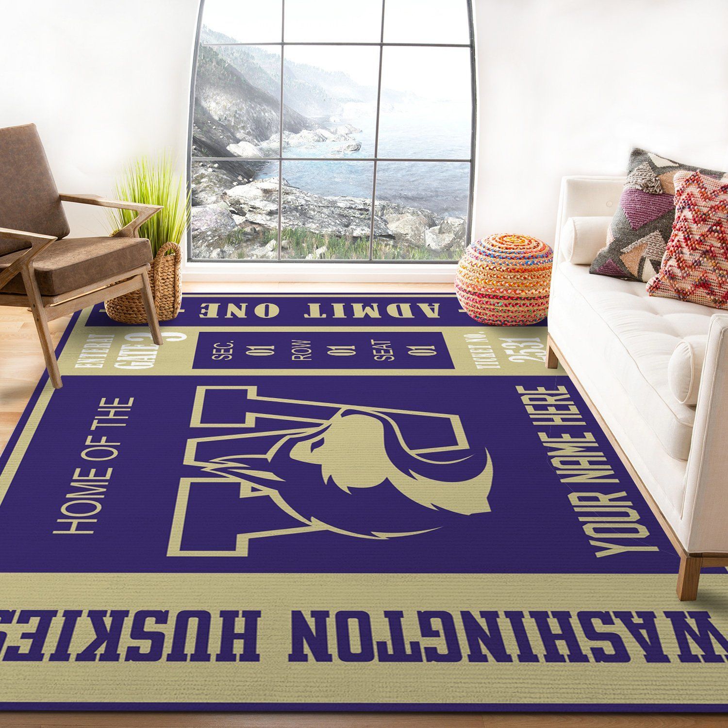 Washington Huskies Ncaa Customizable Rug, Bedroom Rug - Home US Decor - Indoor Outdoor Rugs