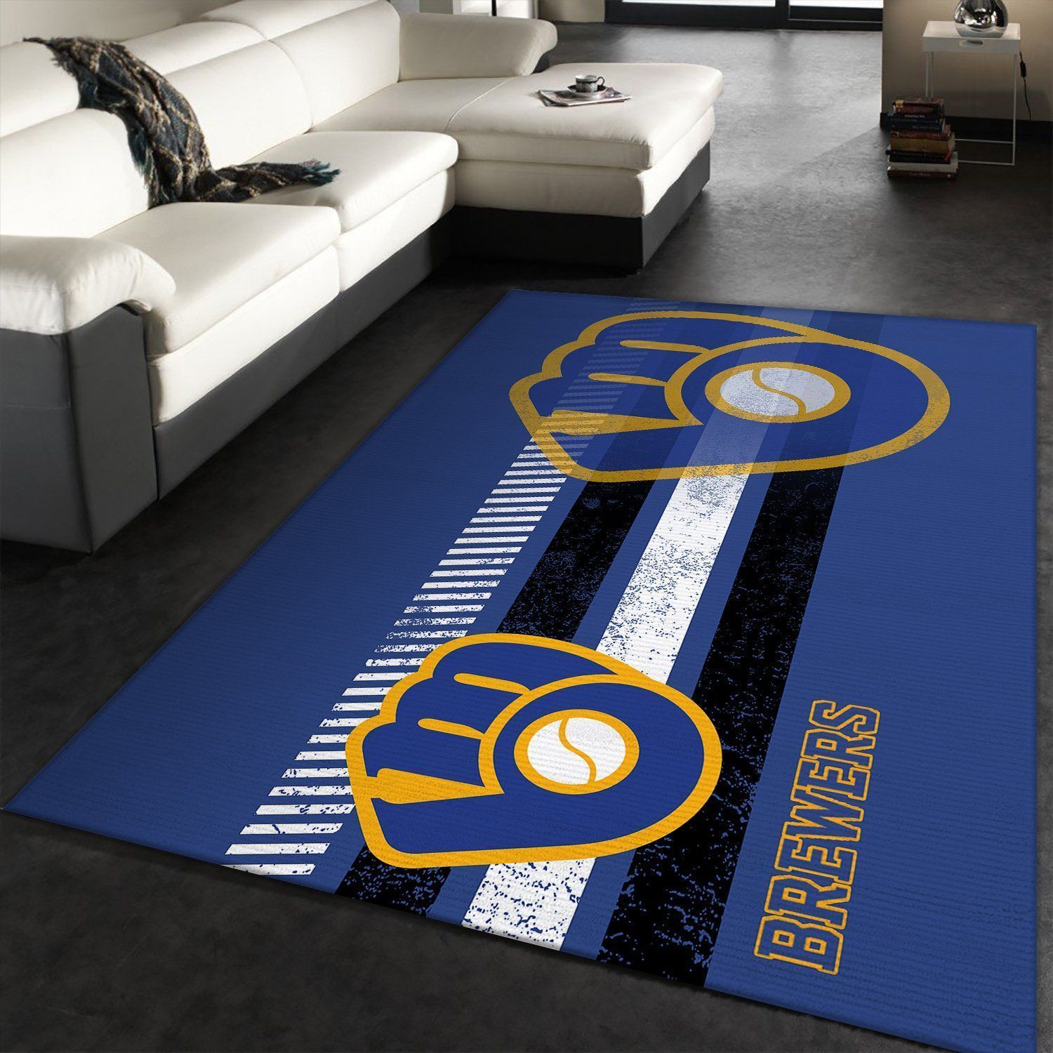 Milwaukee Brewers MLB Team Logo Nice Gift Home Decor Rectangle Area Rug - Indoor Outdoor Rugs