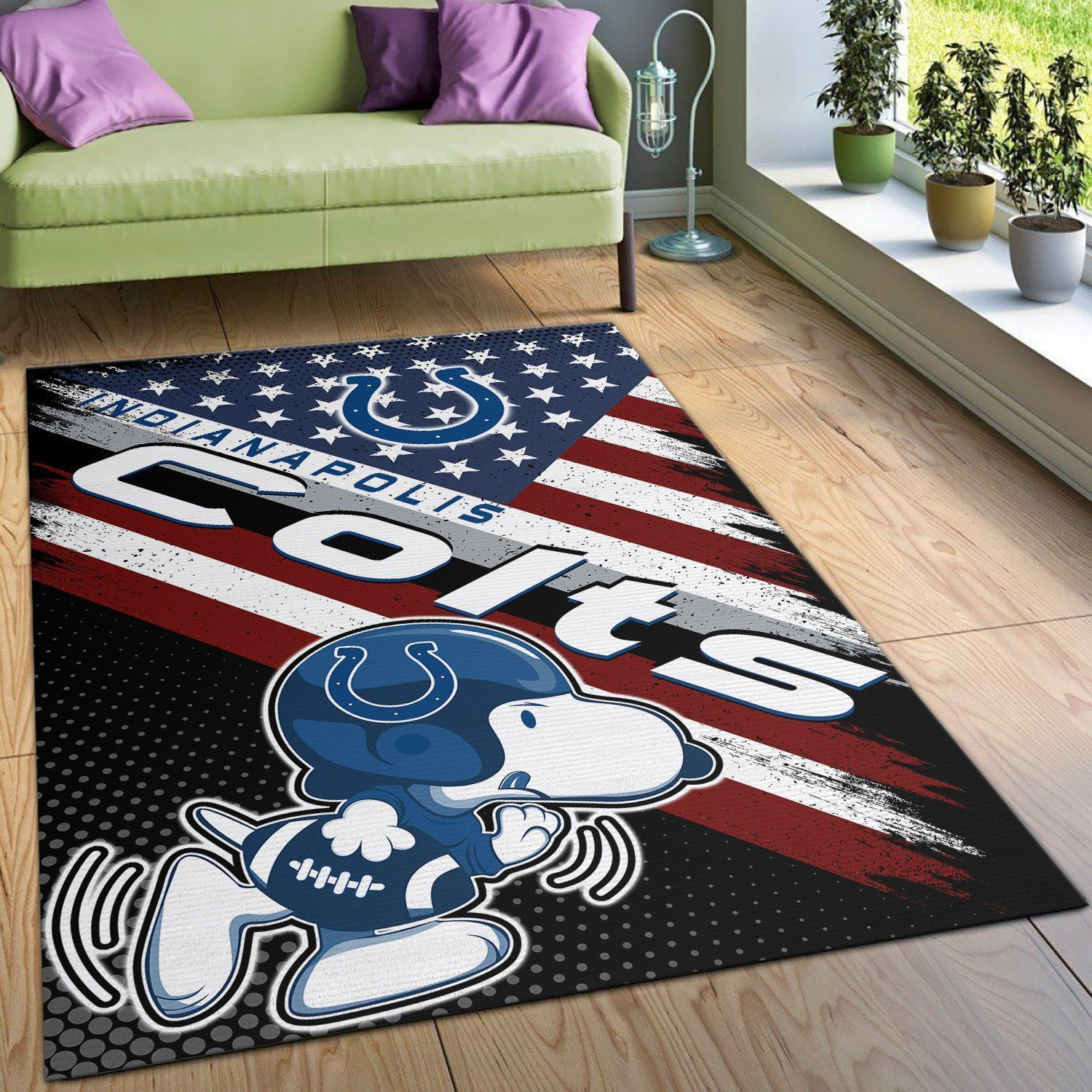 Indianapolis Colts NFL Team Logo Snoopy Us Style Nice Gift Home Decor Rectangle Area Rug RER E3N2 - Indoor Outdoor Rugs