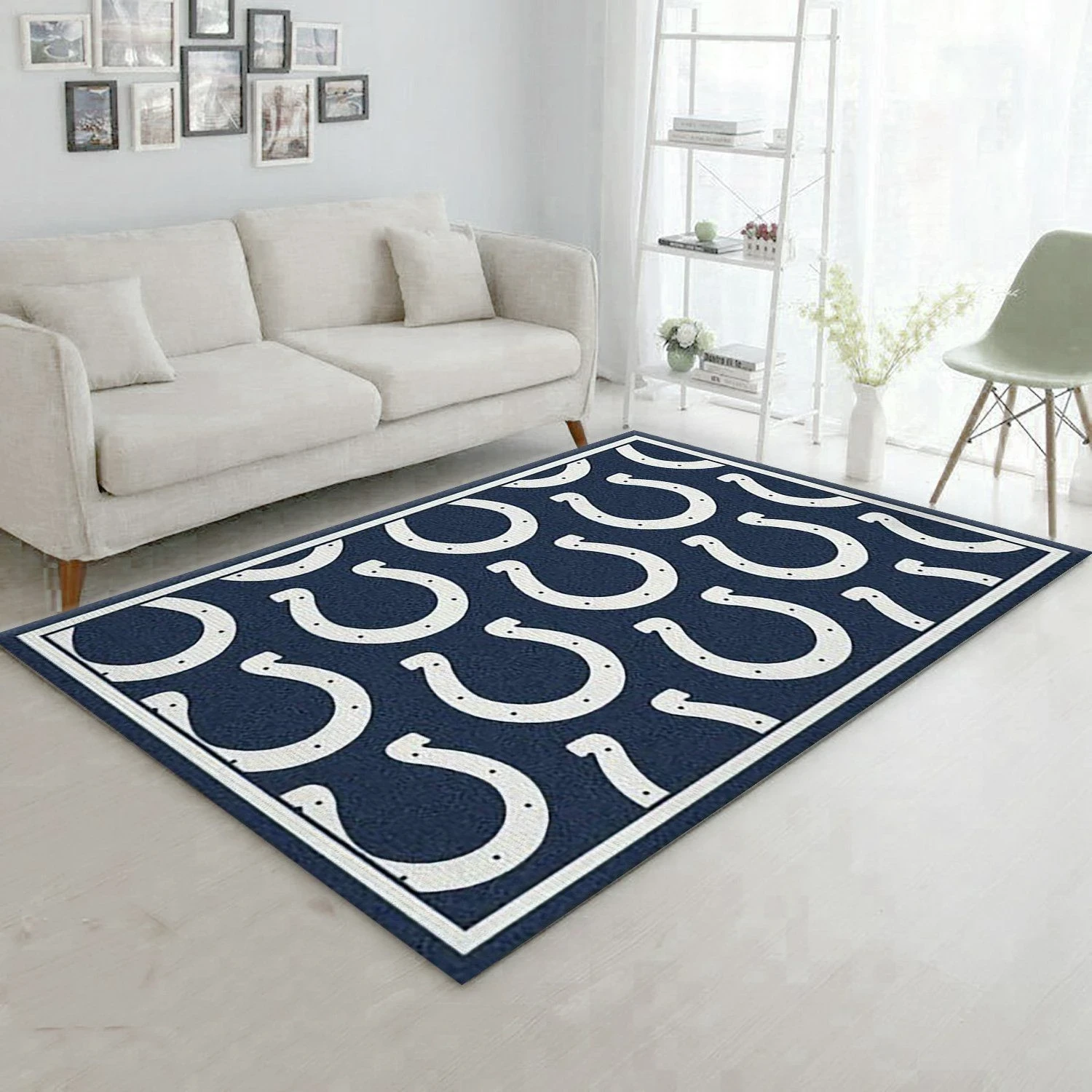 Indianapolis Colts Repeat Rug Nfl Team Area Rug Carpet, Bedroom Rug, Home Decor Floor Decor - Indoor Outdoor Rugs