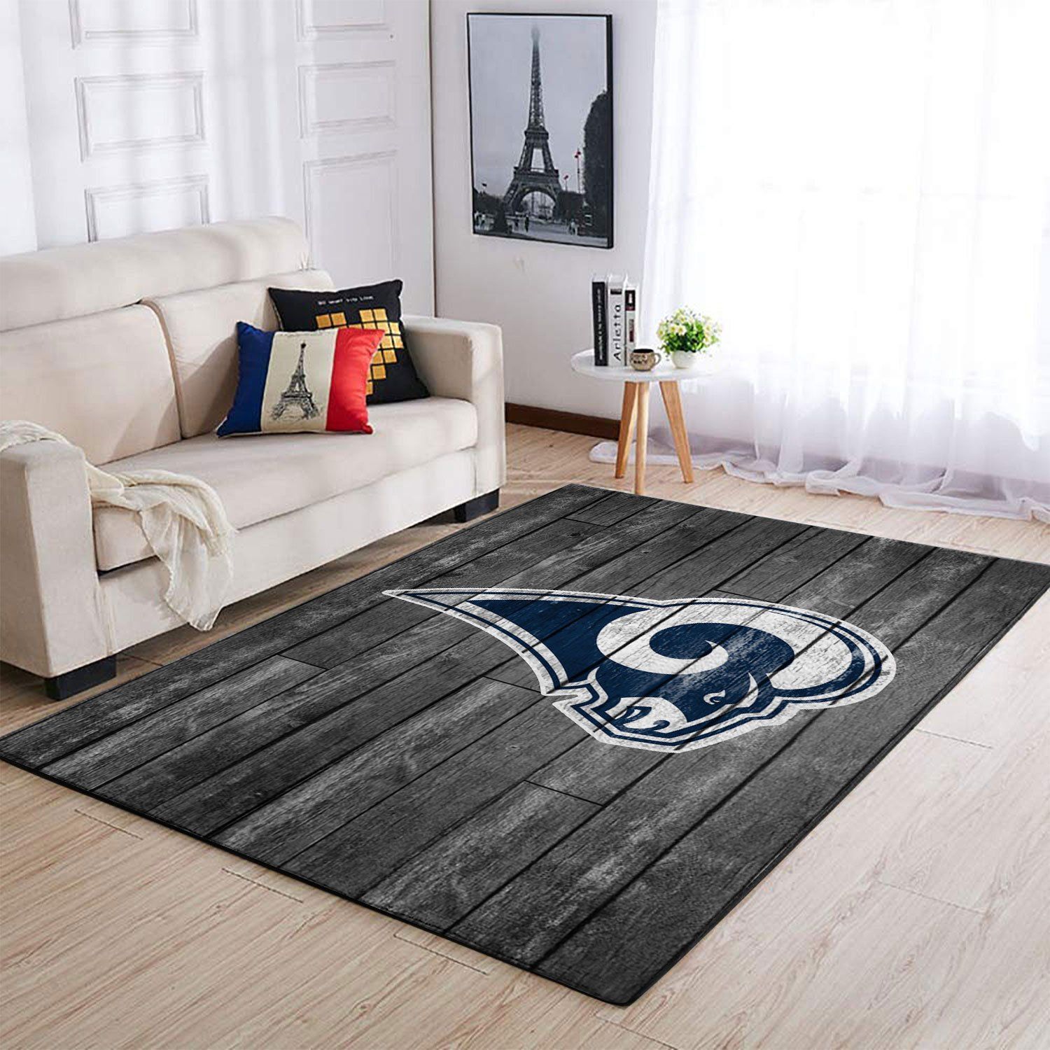 Los Angeles Rams Nfl Team Logo Grey Wooden Style Style Nice Gift Home Decor Rectangle Area Rug - Indoor Outdoor Rugs