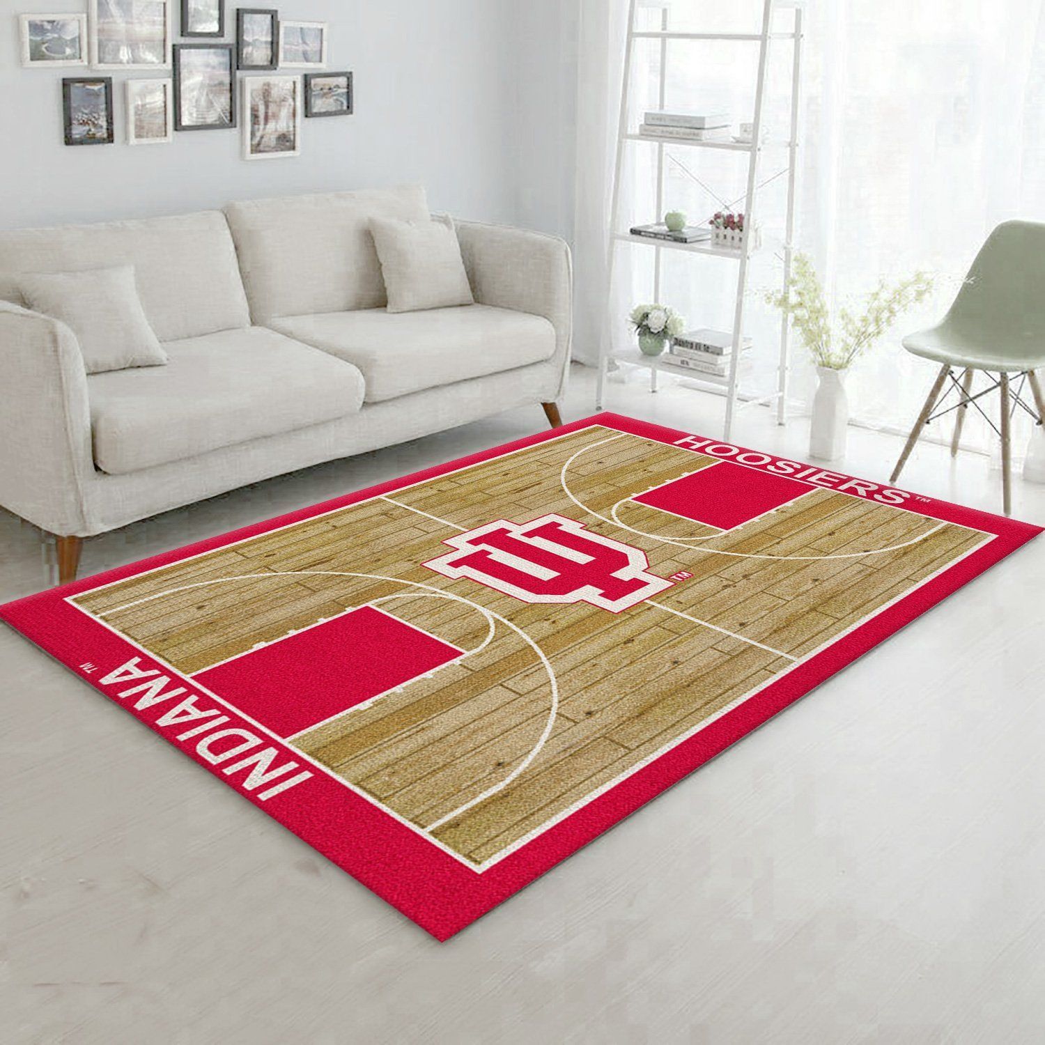 College Home Court Indiana Basketball Team Logo Area Rug, Bedroom Rug, Home US Decor - Indoor Outdoor Rugs