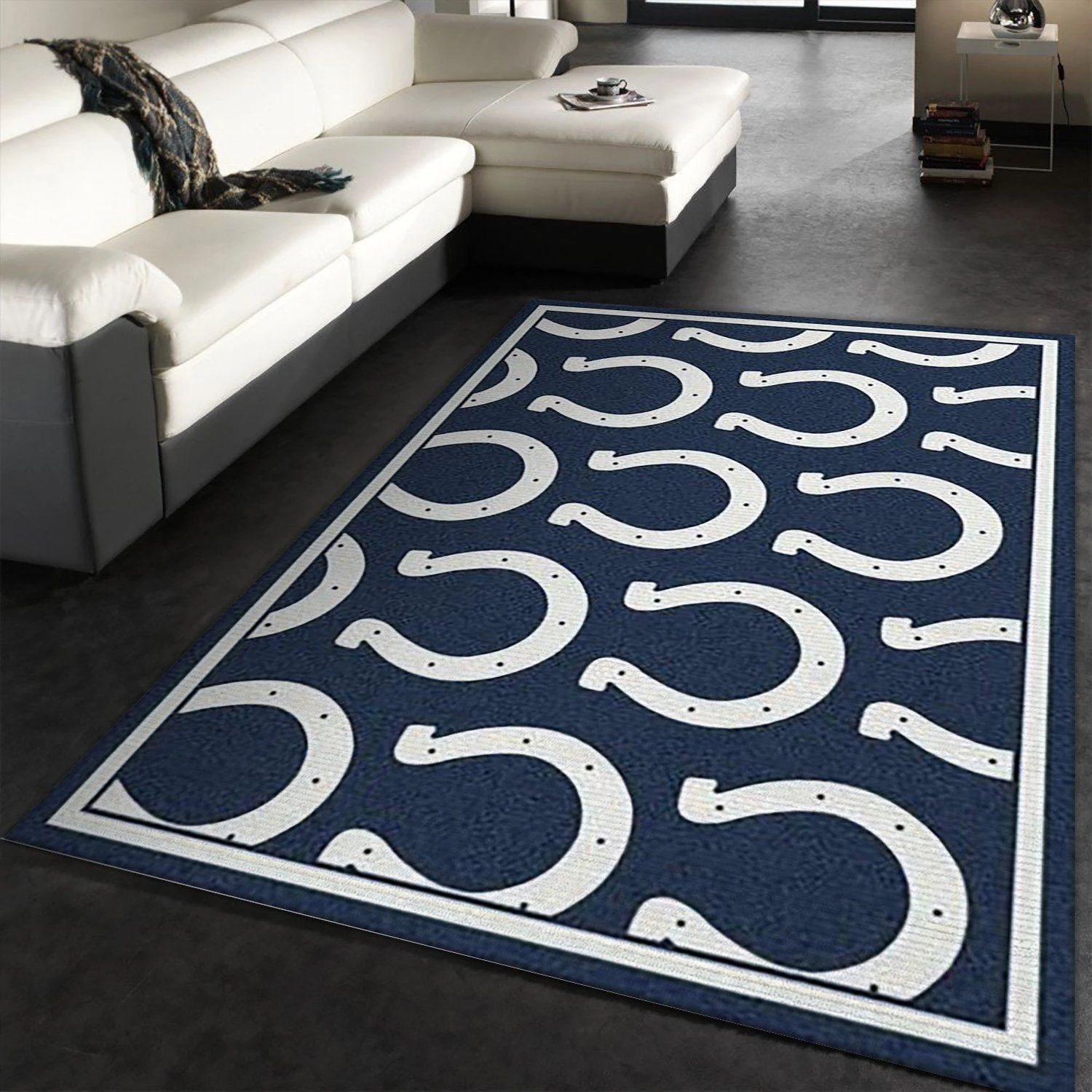 Indianapolis Colts Repeat Rug Nfl Team Area Rug Carpet, Bedroom Rug, Home Decor Floor Decor - Indoor Outdoor Rugs