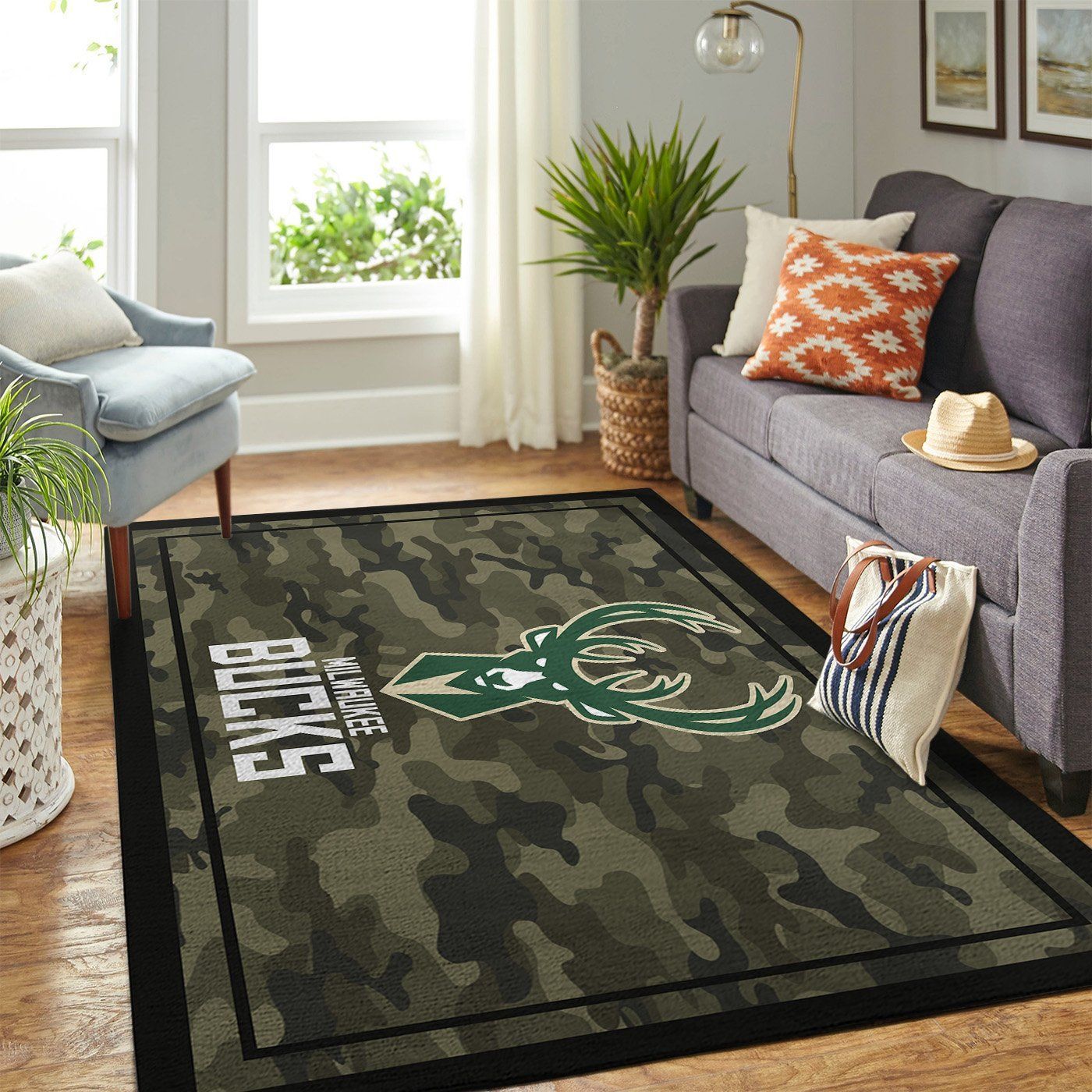 Milwaukee Bucks Nba Team Logo Camo Style Nice Gift Home Decor Area Rug Rugs For Living Room - Indoor Outdoor Rugs