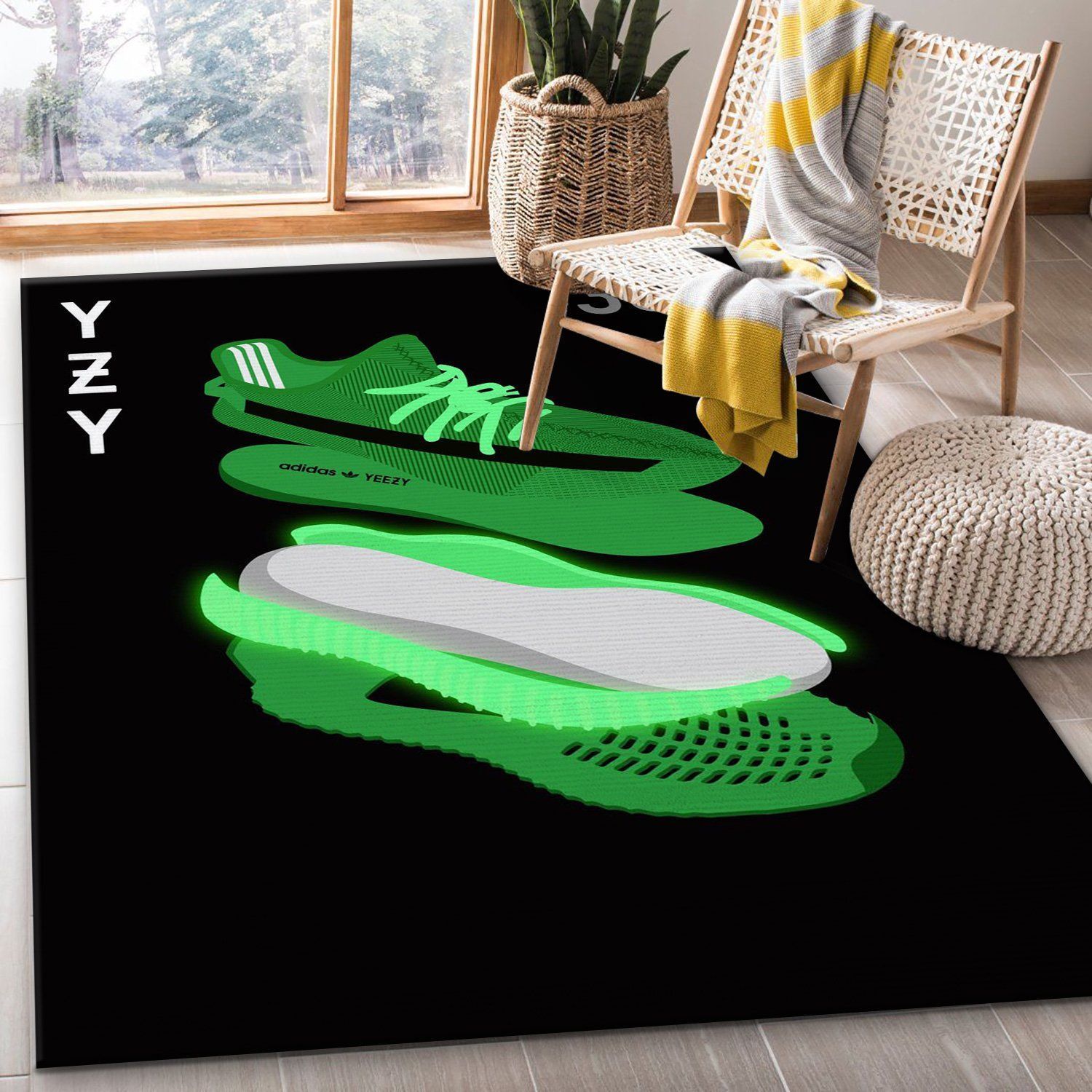 Yeezy Boost Glow Area Rug Living Room Rug Home Decor Floor Decor - Indoor Outdoor Rugs