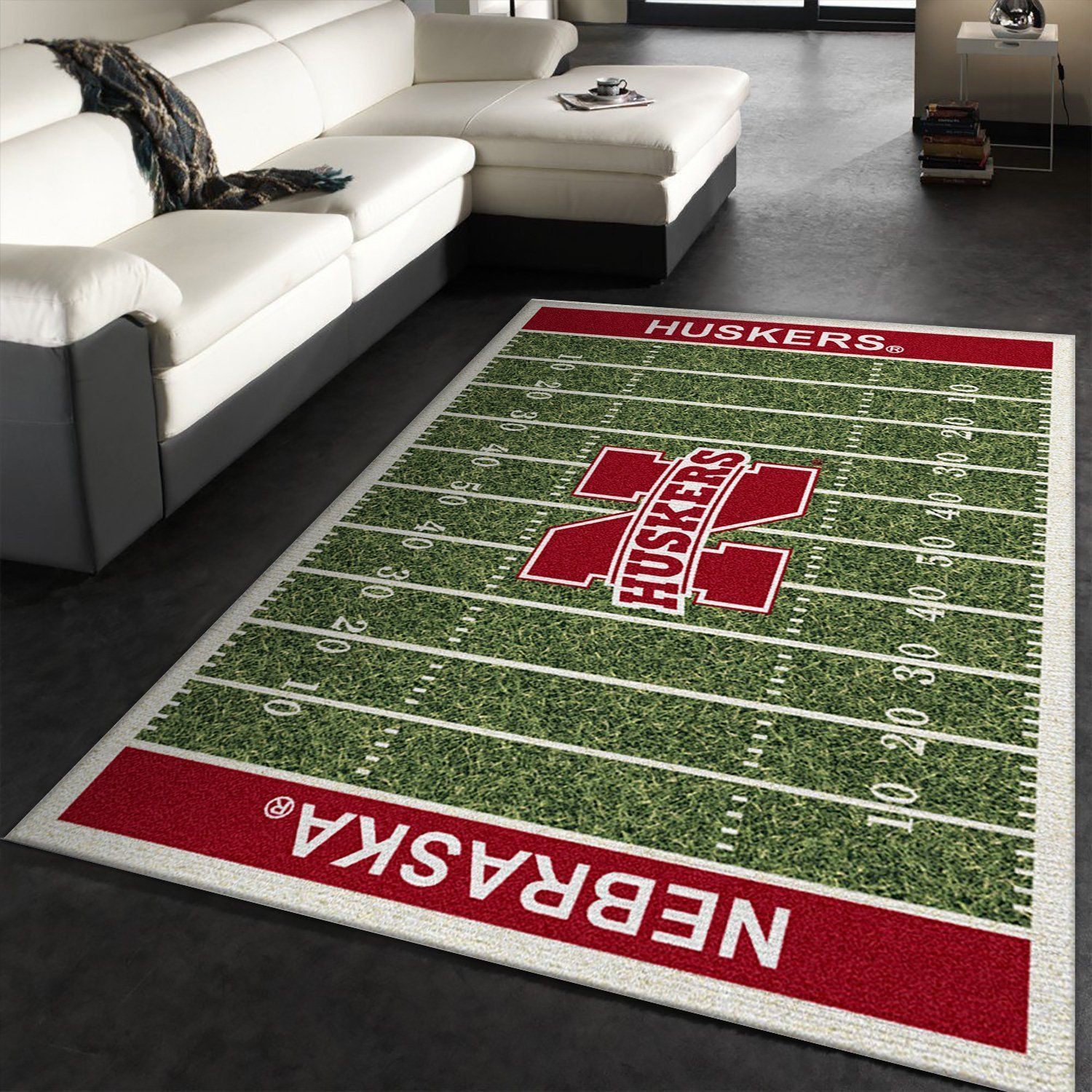 College Nebraska NFL Team Logo Area Rug, Bedroom Rug, US Gift Decor - Indoor Outdoor Rugs