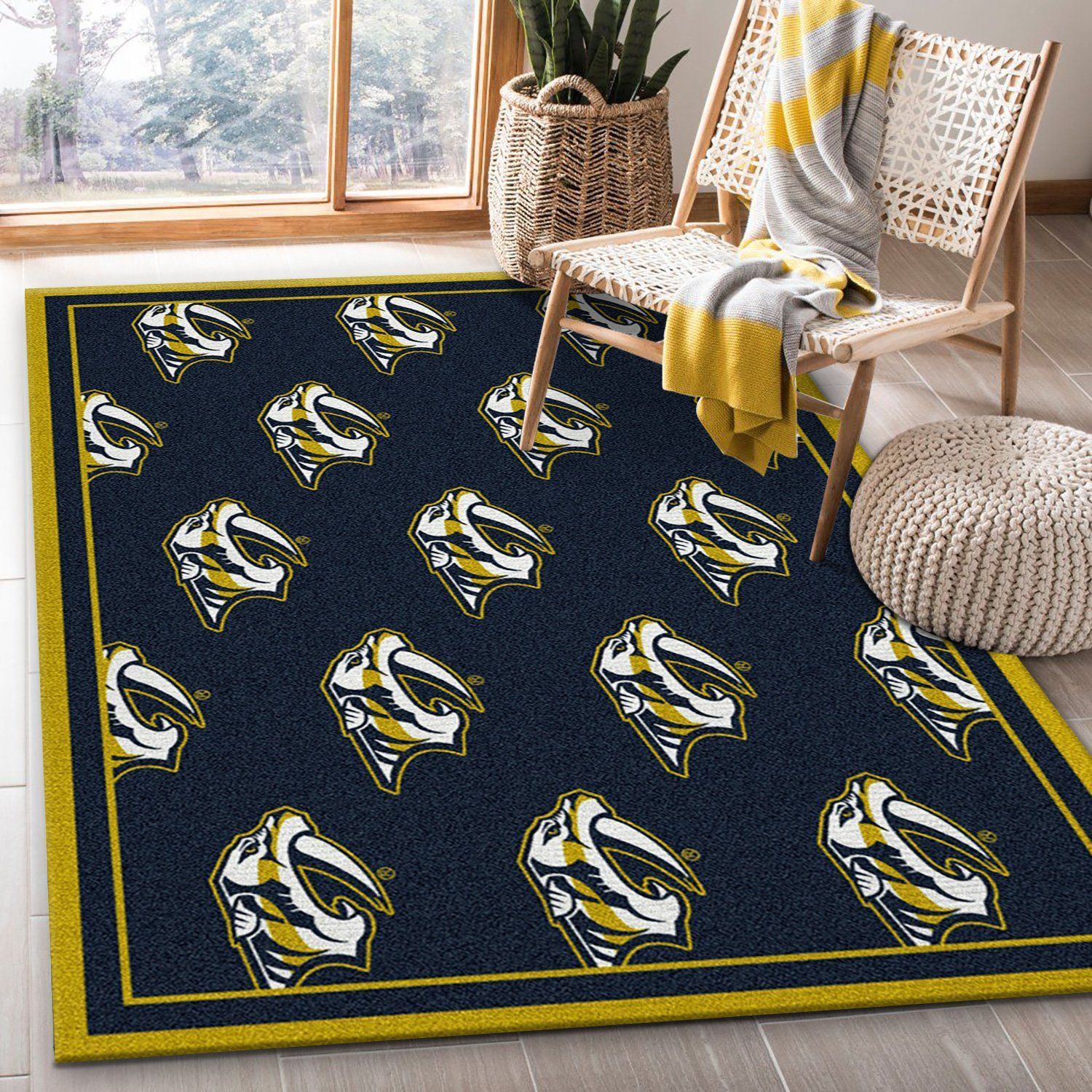 Nhl Repeat Nashville Predators Area Rug, Kitchen Rug, Home Decor Floor Decor - Indoor Outdoor Rugs