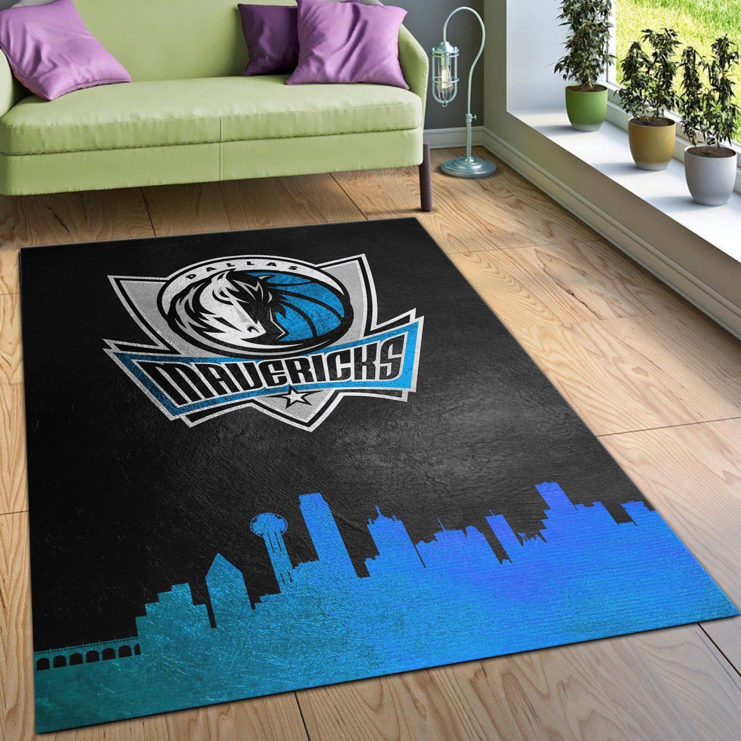 Dallas Mavericks Skyline Area Rug, Living Room Rug, Family Gift US Decor - Indoor Outdoor Rugs