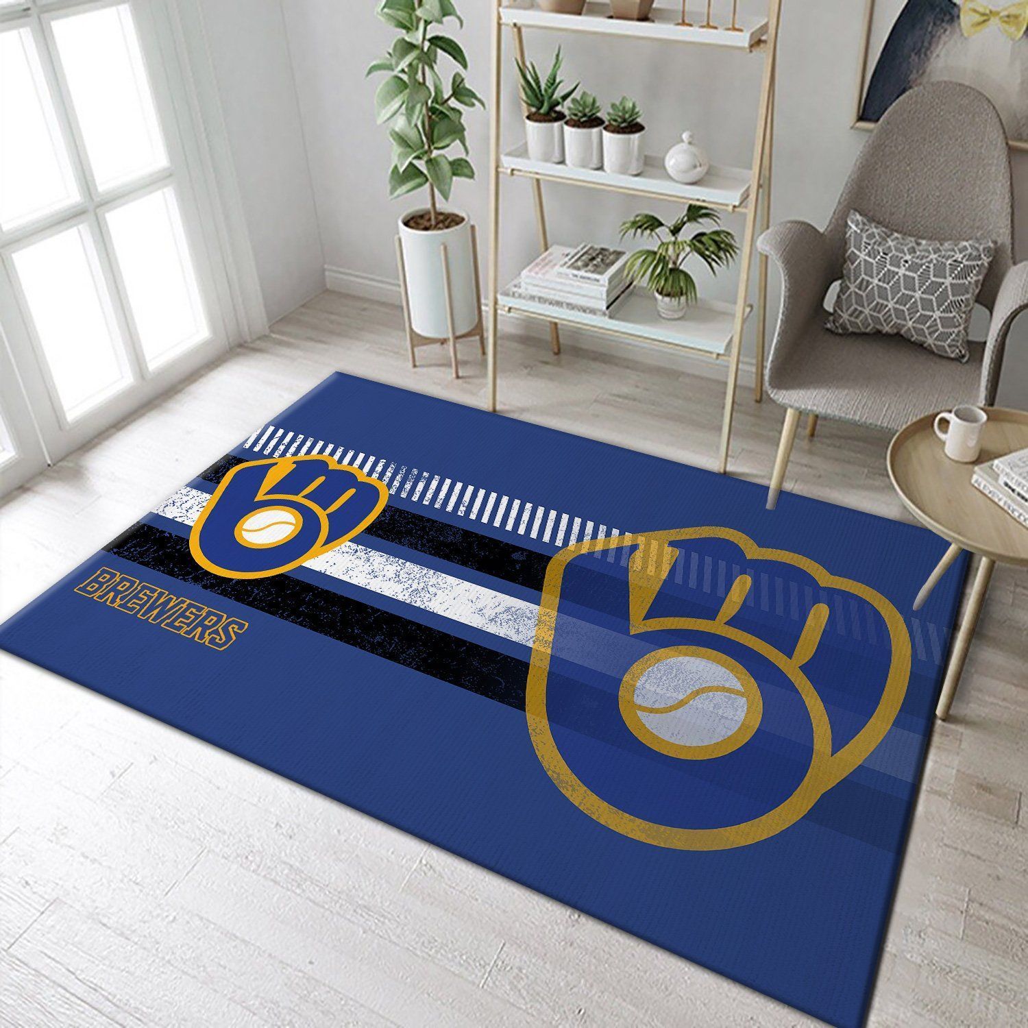 Milwaukee Brewers MLB Team Logo Nice Gift Home Decor Rectangle Area Rug - Indoor Outdoor Rugs