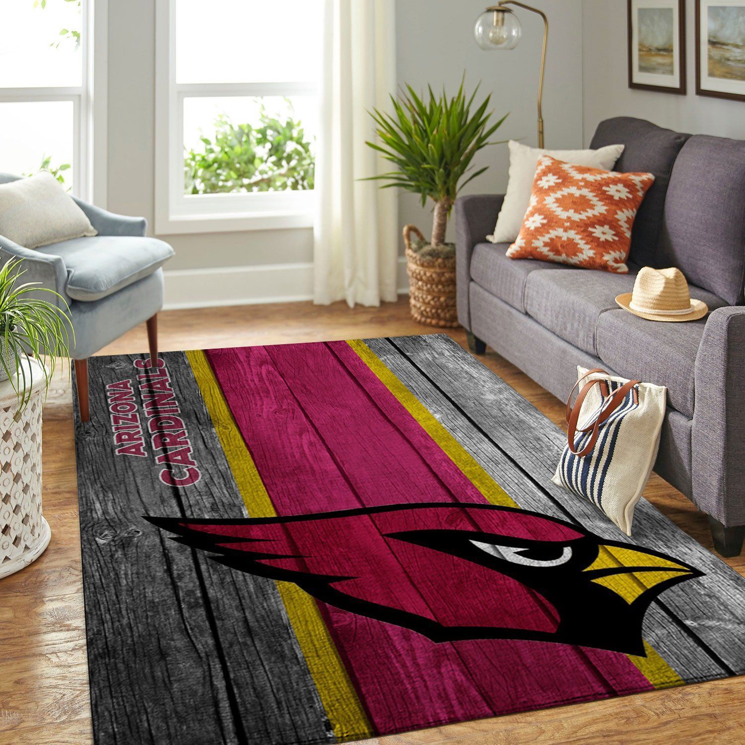 Arizona Cardinals Nfl Team Logo Wooden Style Style Nice Gift Home Decor Rectangle Area Rug – Indoor Outdoor Rugs
