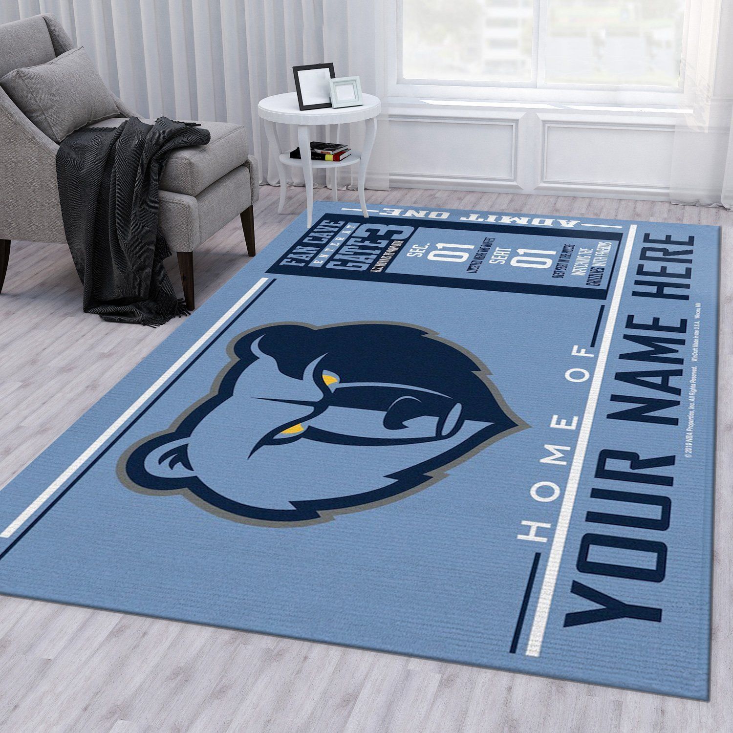 Customizable Memphis Grizzlies Wincraft Personalized NBA Rug Bedroom Rug Home Decor Floor Decor - Indoor Outdoor Rugs