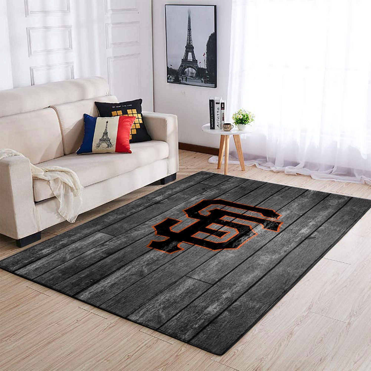 San Francisco Giants Mlb Team Logo Grey Wooden Style Style Nice Gift Home Decor Rectangle Area Rug - Indoor Outdoor Rugs