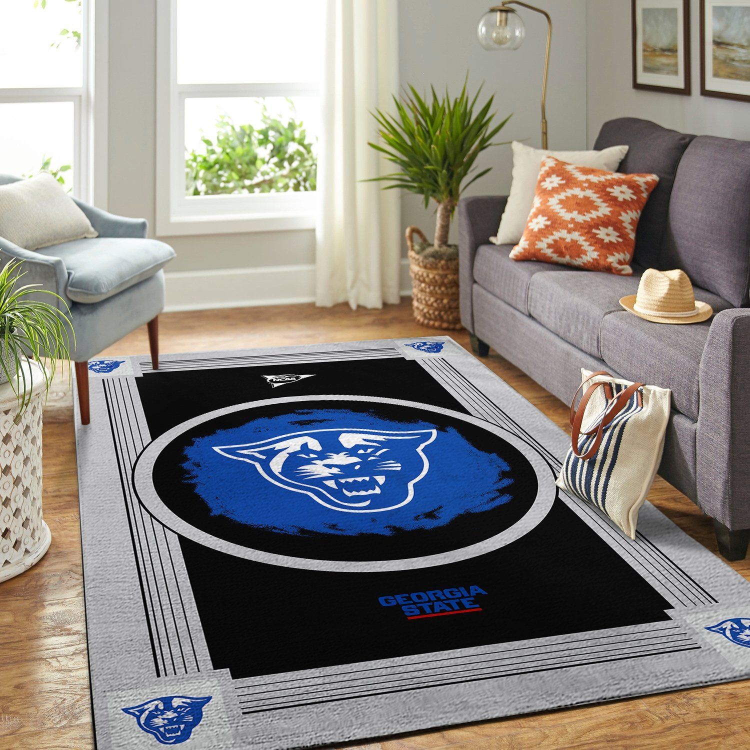 Georgia State Panthers Ncaa Team Logo Nice Gift Home Decor Rectangle Area Rug - Indoor Outdoor Rugs