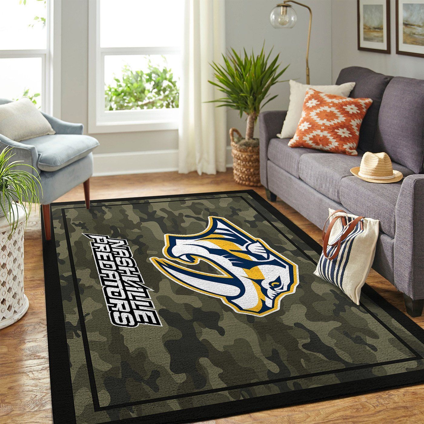 Nashville Predators Nhl Team Logo Camo Style Nice Gift Home Decor Area Rug Rugs For Living Room - Indoor Outdoor Rugs