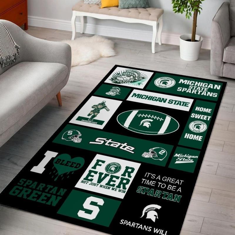 Michigan State Spartans Spartans Green Rug Bedroom Rug Home Decor Floor Decor - Indoor Outdoor Rugs