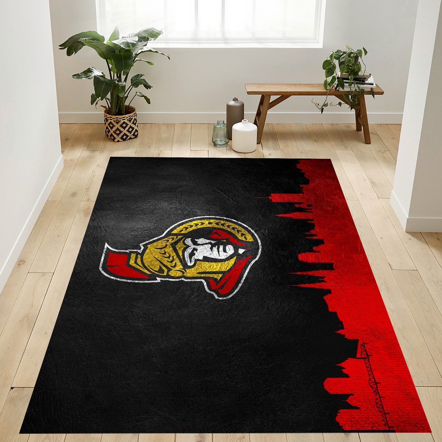 Ottawa Senators Skyline Nfl Team Logo Rug Bedroom Rug Home Decor Floor Decor - Indoor Outdoor Rugs