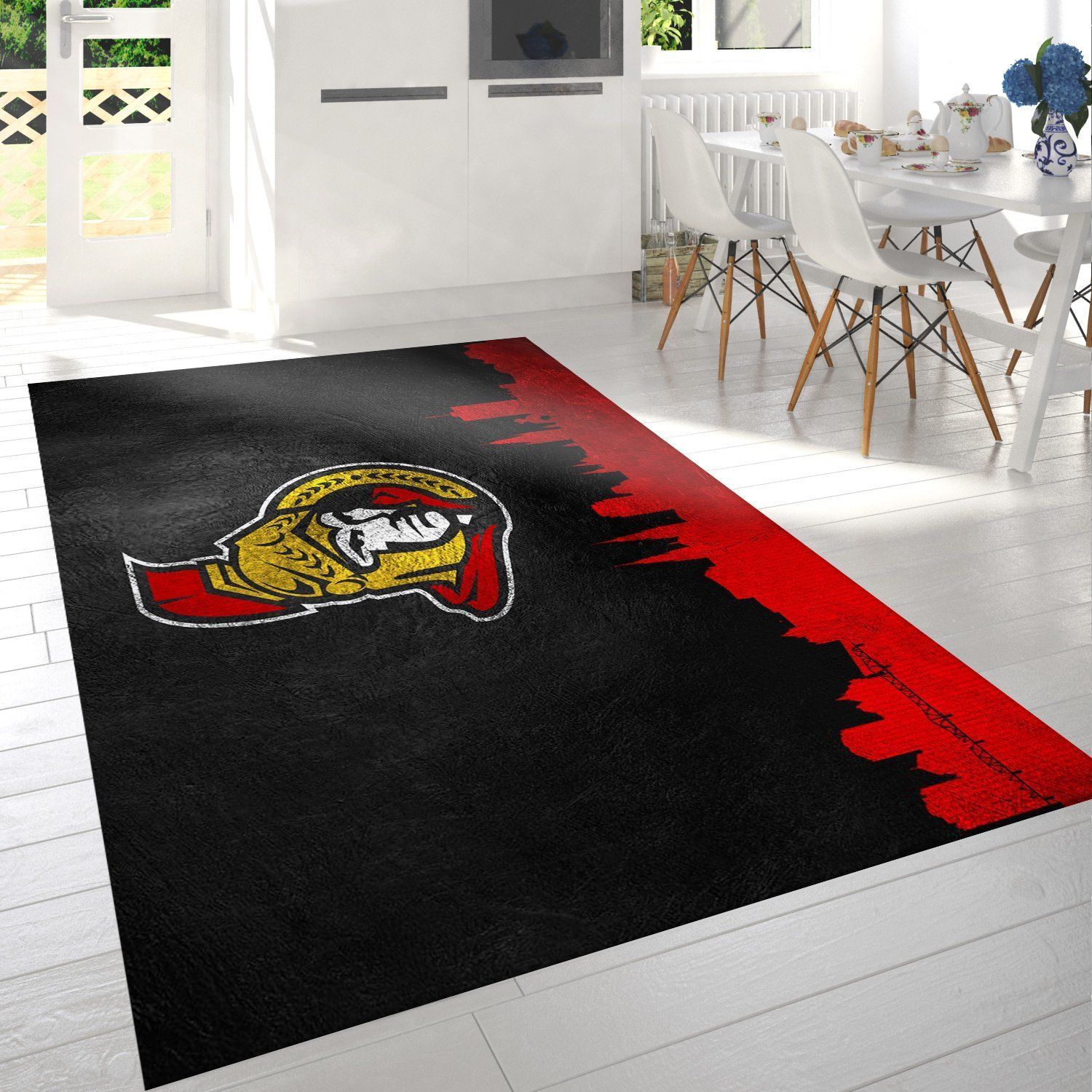 Ottawa Senators Skyline Nfl Team Logo Rug Bedroom Rug Home Decor Floor Decor - Indoor Outdoor Rugs