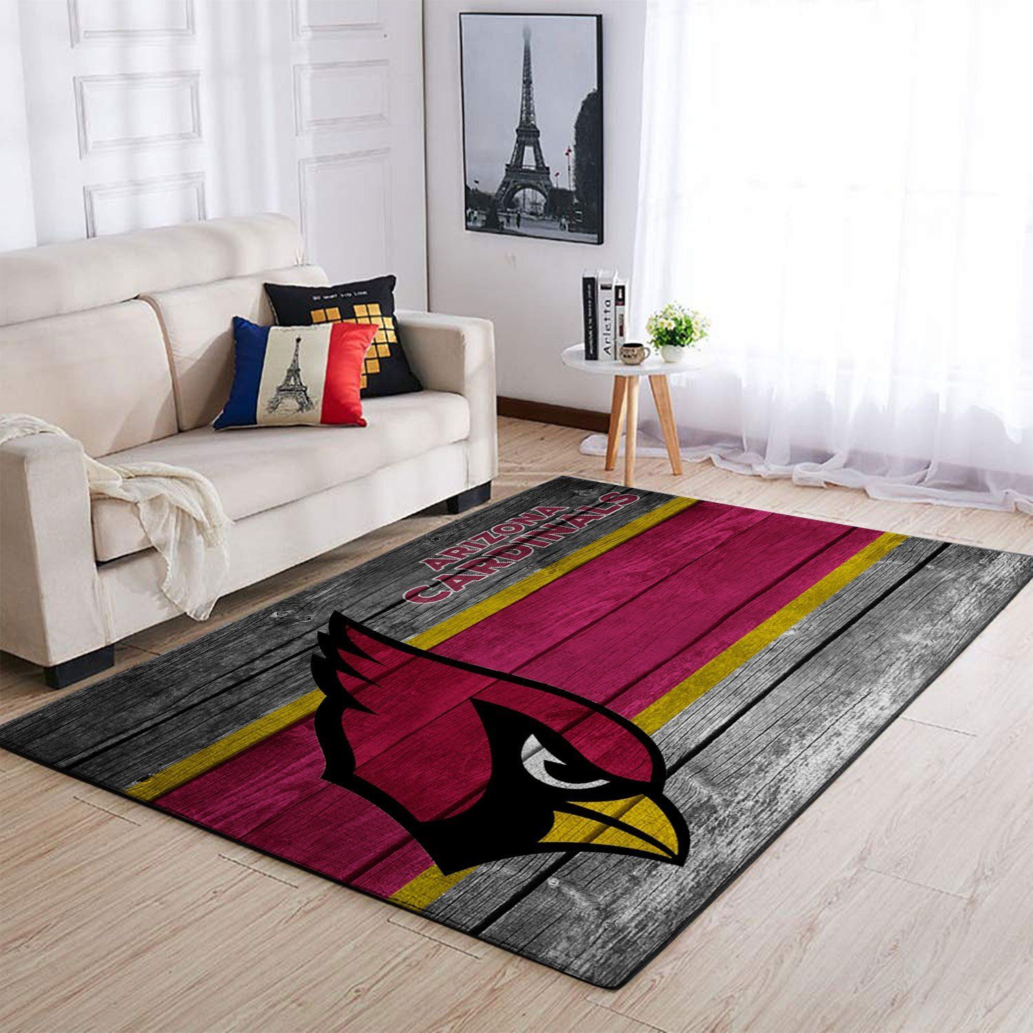 Arizona Cardinals Nfl Team Logo Wooden Style Style Nice Gift Home Decor Rectangle Area Rug - Indoor Outdoor Rugs