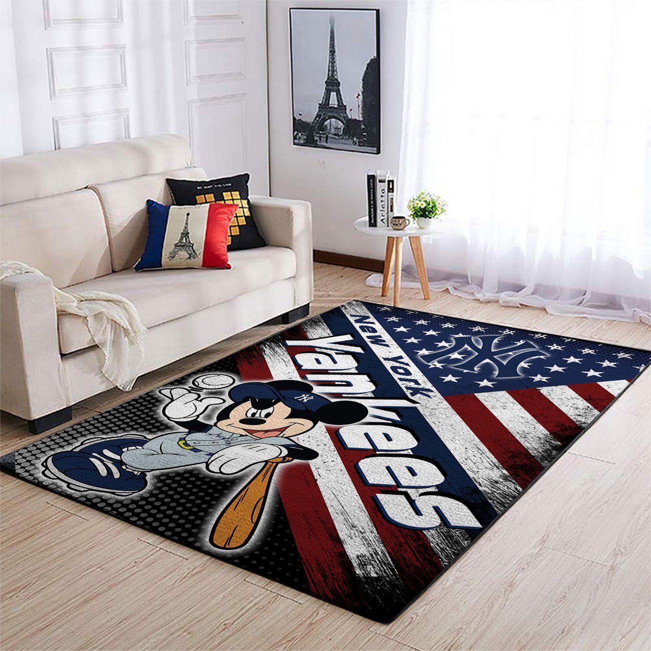 New York Yankees Mlb Team Logo Mickey Us Style Nice Gift Home Decor Rectangle Area Rug - Indoor Outdoor Rugs