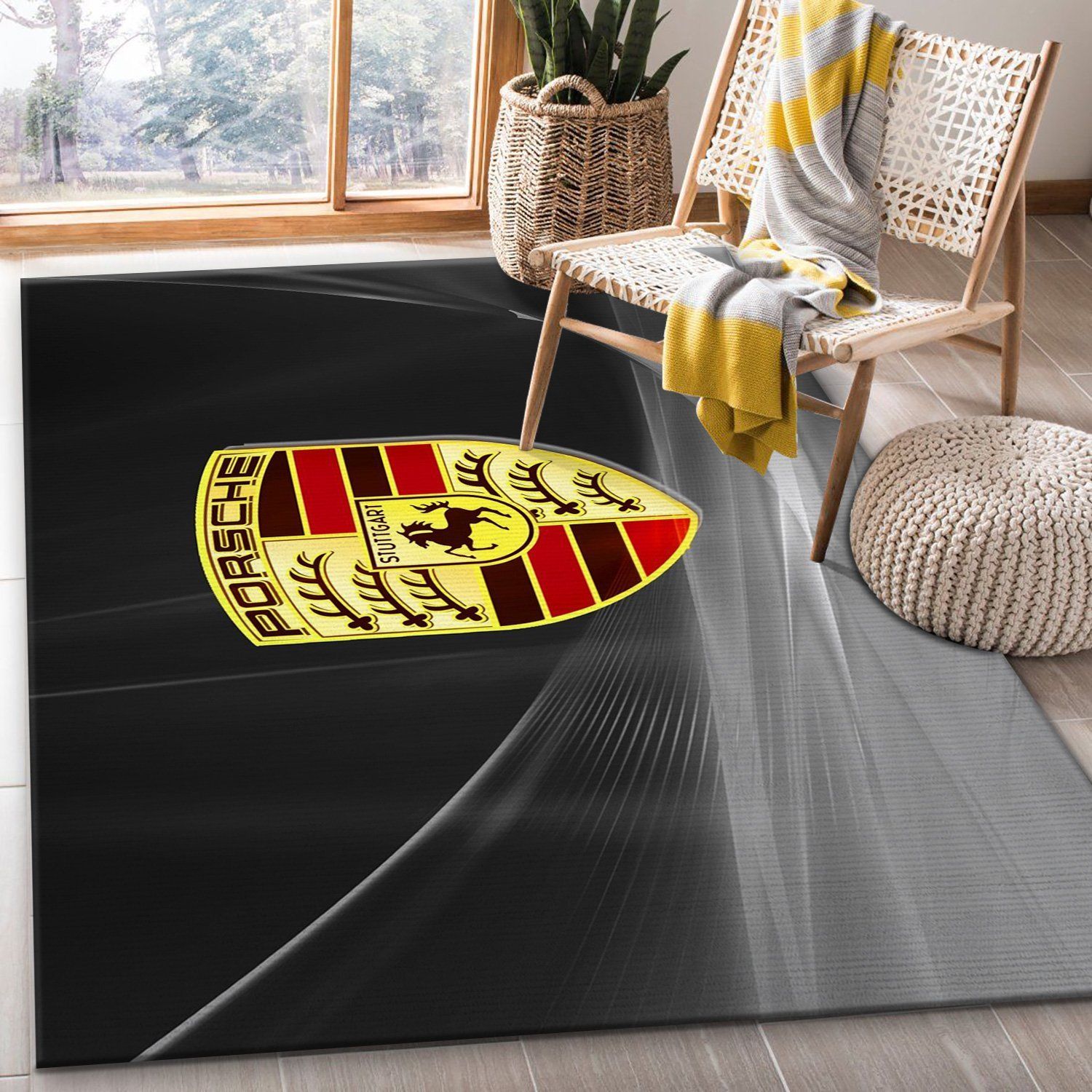 Porsche Logo Ver2 Area Rug Living Room Rug Home US Decor - Indoor Outdoor Rugs