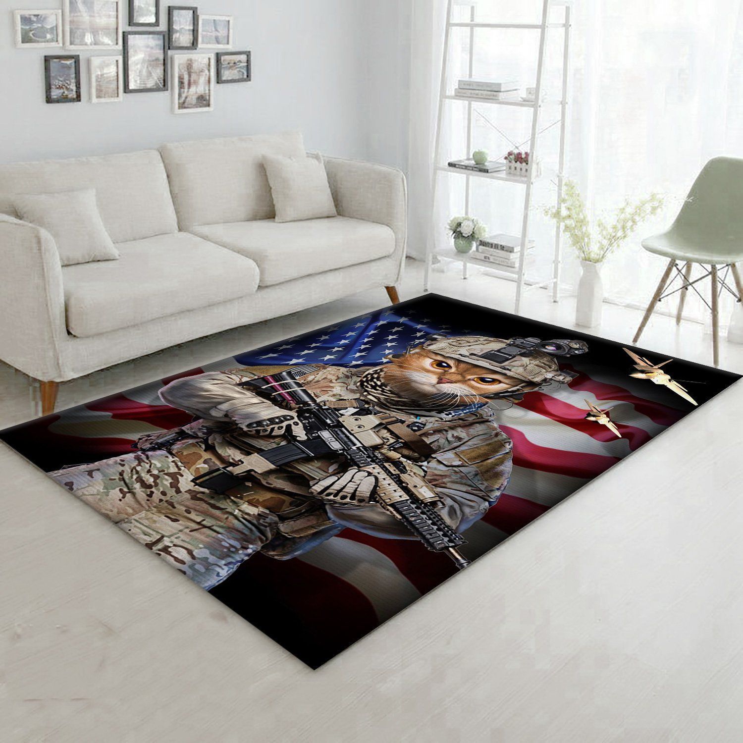 Tabby Cat Elite Soldier Area Rug Living room and bedroom Rug US Gift Decor - Indoor Outdoor Rugs