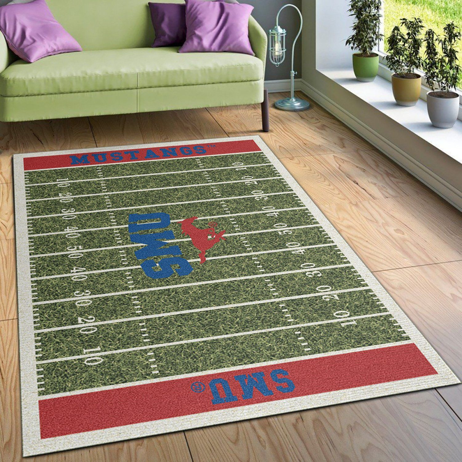 College Southern Methodist NFL Team Logo Area Rug, Bedroom Rug, Family Gift US Decor - Indoor Outdoor Rugs