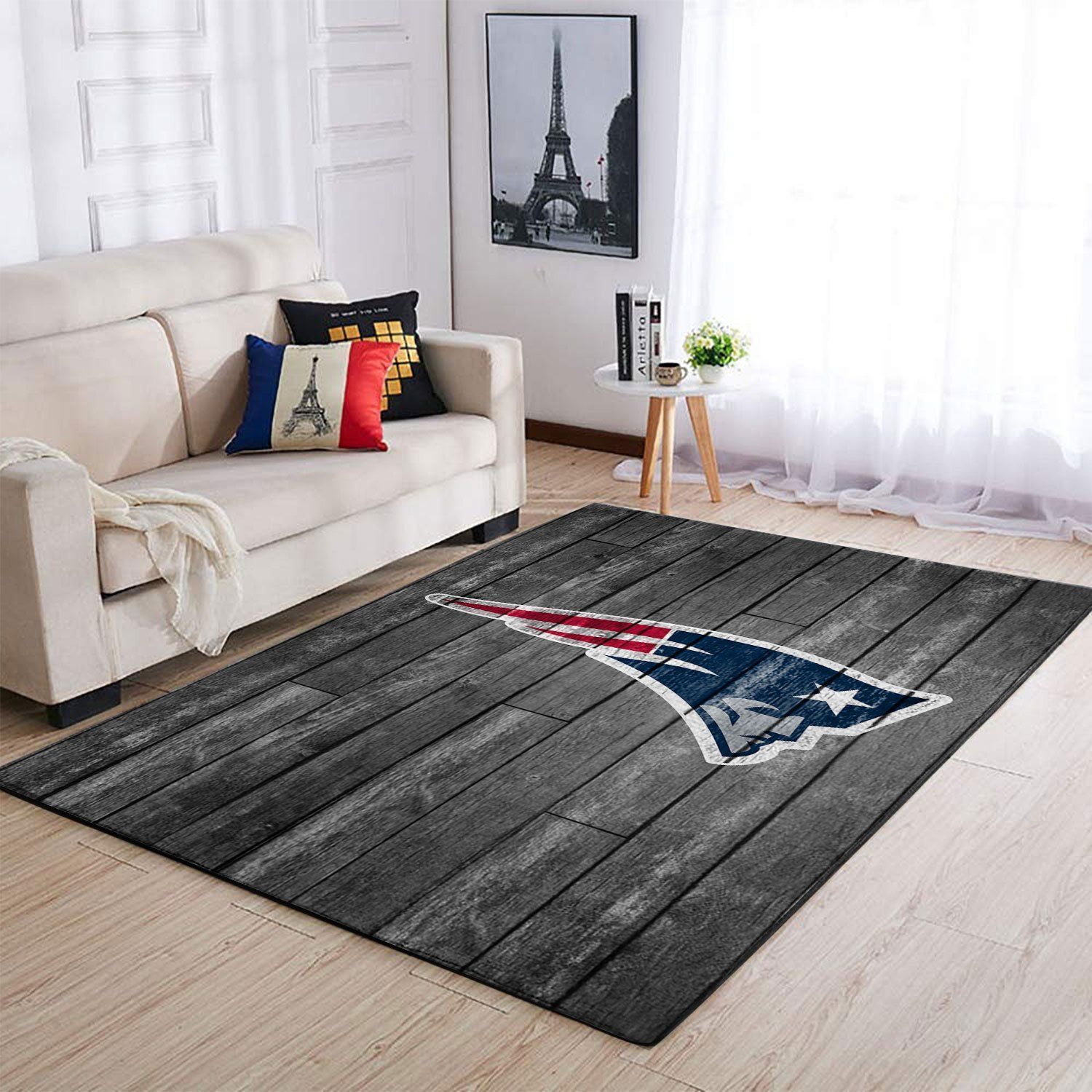 New England Patriots Nfl Team Logo Grey Wooden Style Style Nice Gift Home Decor Rectangle Area Rug - Indoor Outdoor Rugs