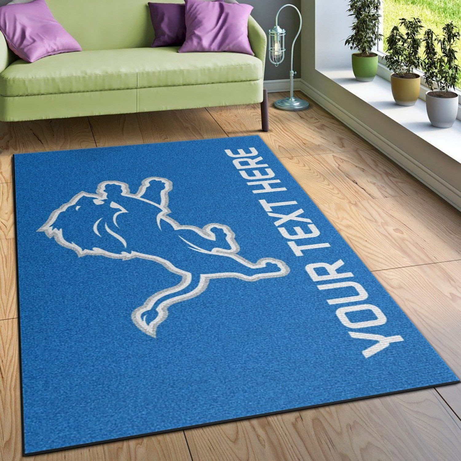 Customizable Detroit Lions Personalized Accent Rug NFL Area Rug Carpet, Living Room Rug, Christmas Gift US Decor - Indoor Outdoor Rugs