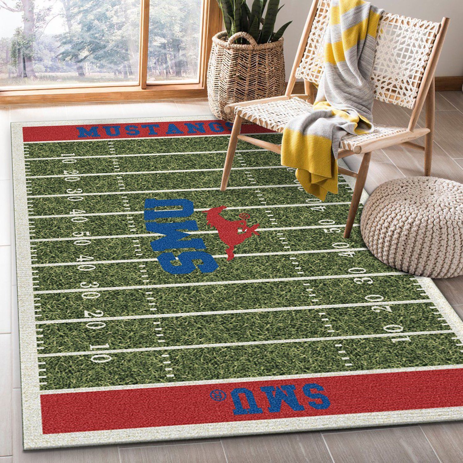 College Southern Methodist NFL Team Logo Area Rug, Bedroom Rug, Family Gift US Decor - Indoor Outdoor Rugs