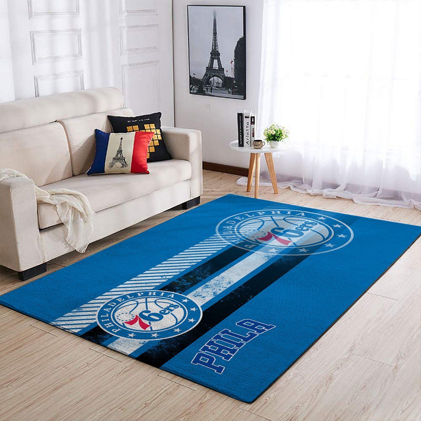 Philadelphia 76ers Nba Team Logo Nice Gift Home Decor Rectangle Area Rug - Indoor Outdoor Rugs