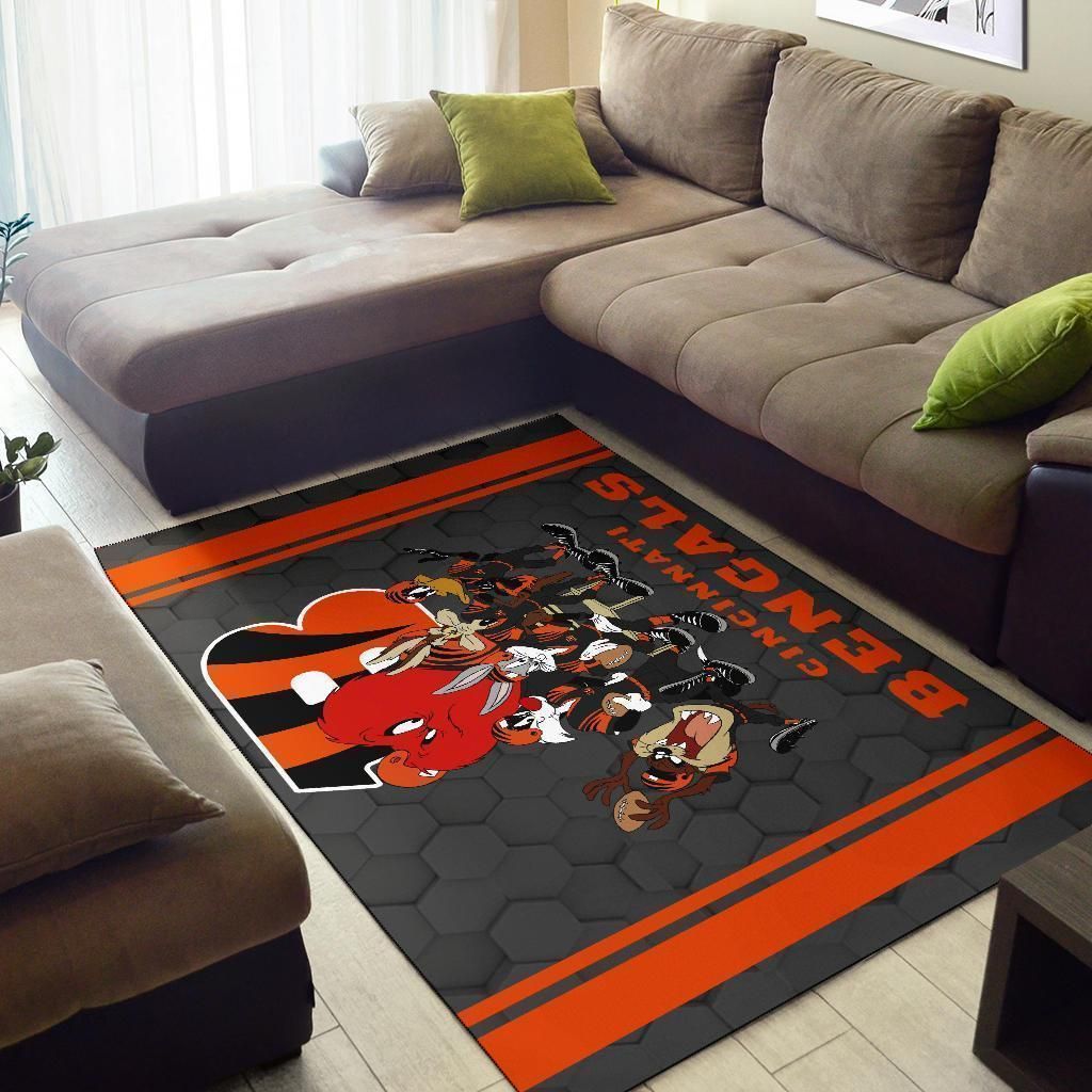 Looney Tunes Bengals Team Rug Area Football Carpet Fan Gift - Indoor Outdoor Rugs