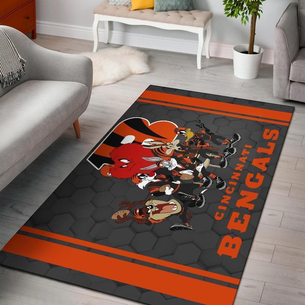 Looney Tunes Bengals Team Rug Area Football Carpet Fan Gift - Indoor Outdoor Rugs