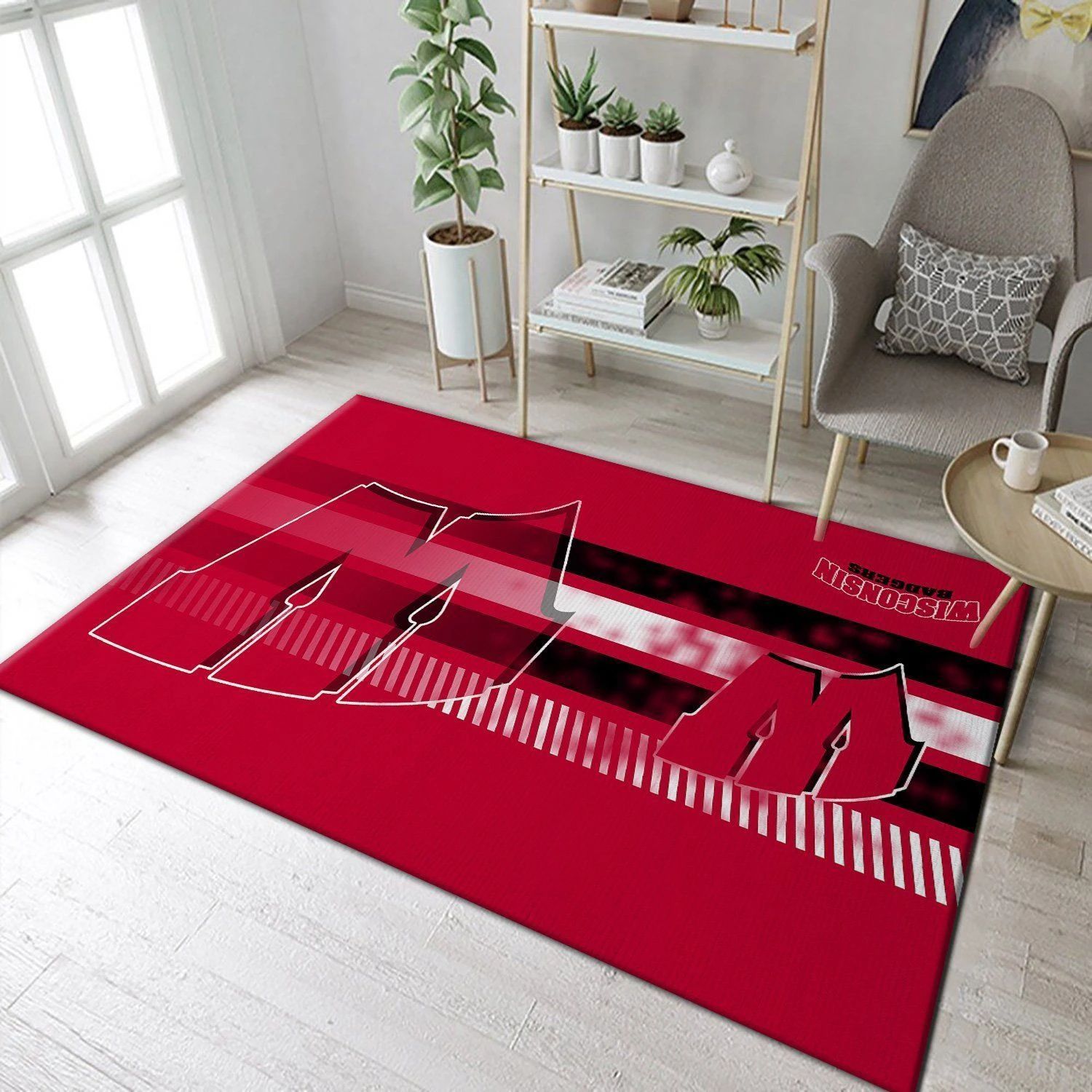 Wisconsin Badgers NCAA Rug Room Carpet Sport Custom Area Floor Home Decor - Indoor Outdoor Rugs