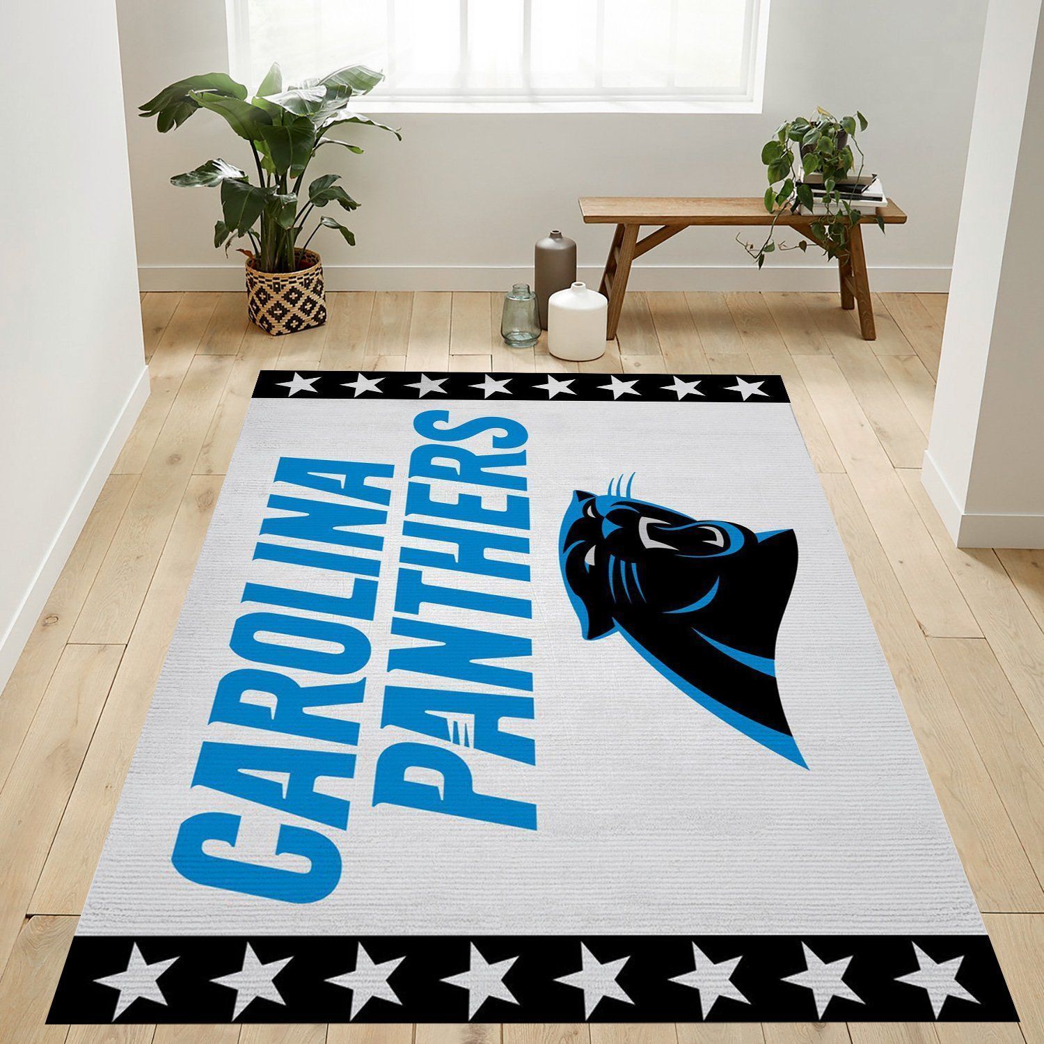 Carolina Panthers Banner Nfl Logo Area Rug For Gift Bedroom Rug US Gift Decor - Indoor Outdoor Rugs