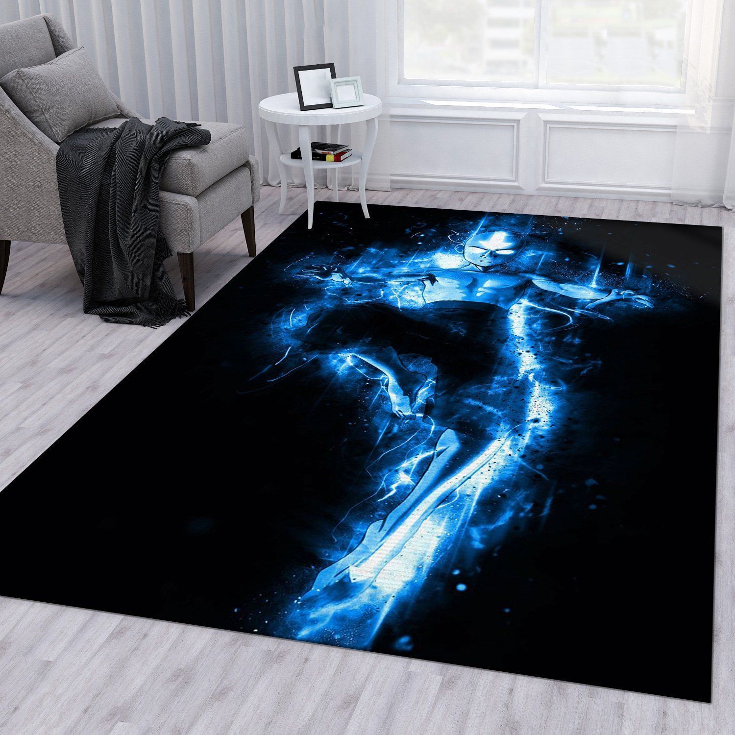 Anime Avatar Blue Aura Rug Living Room Rug Home Decor Floor Decor - Indoor Outdoor Rugs