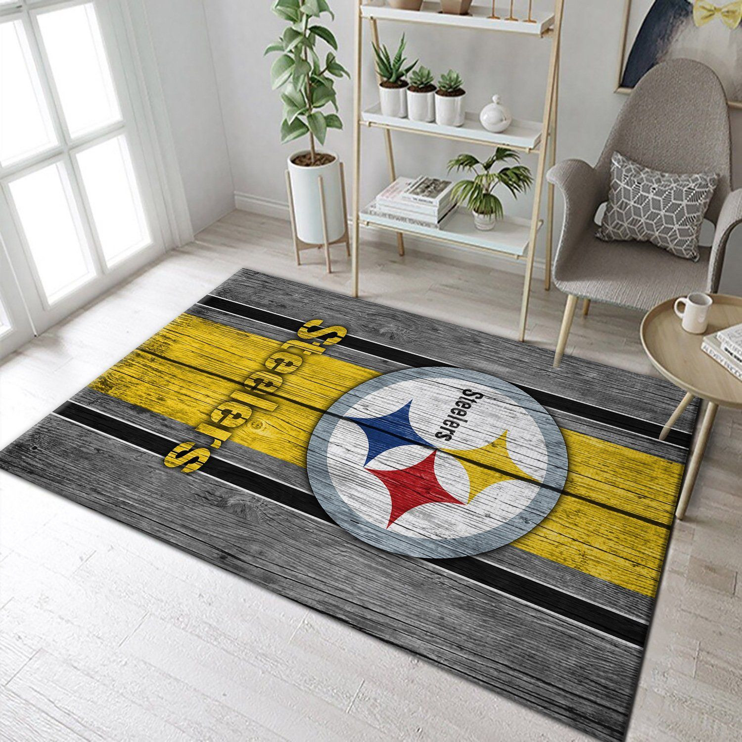 Pittsburgh Steelers NFL Team Logo Wooden Style Style Nice Gift Home Decor Rectangle Area Rug - Indoor Outdoor Rugs