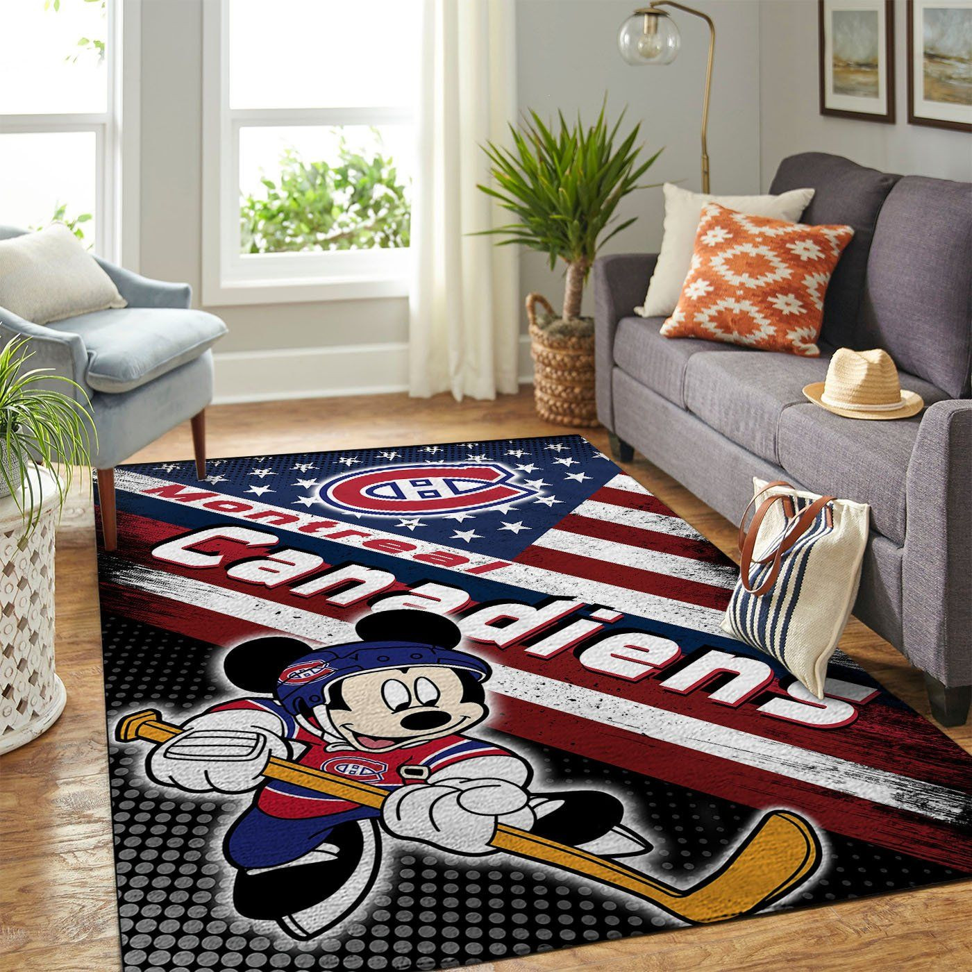 Montr Al Canadiens Nhl Team Logo Mickey Us Style Nice Gift Home Decor Rectangle Area Rug - Indoor Outdoor Rugs