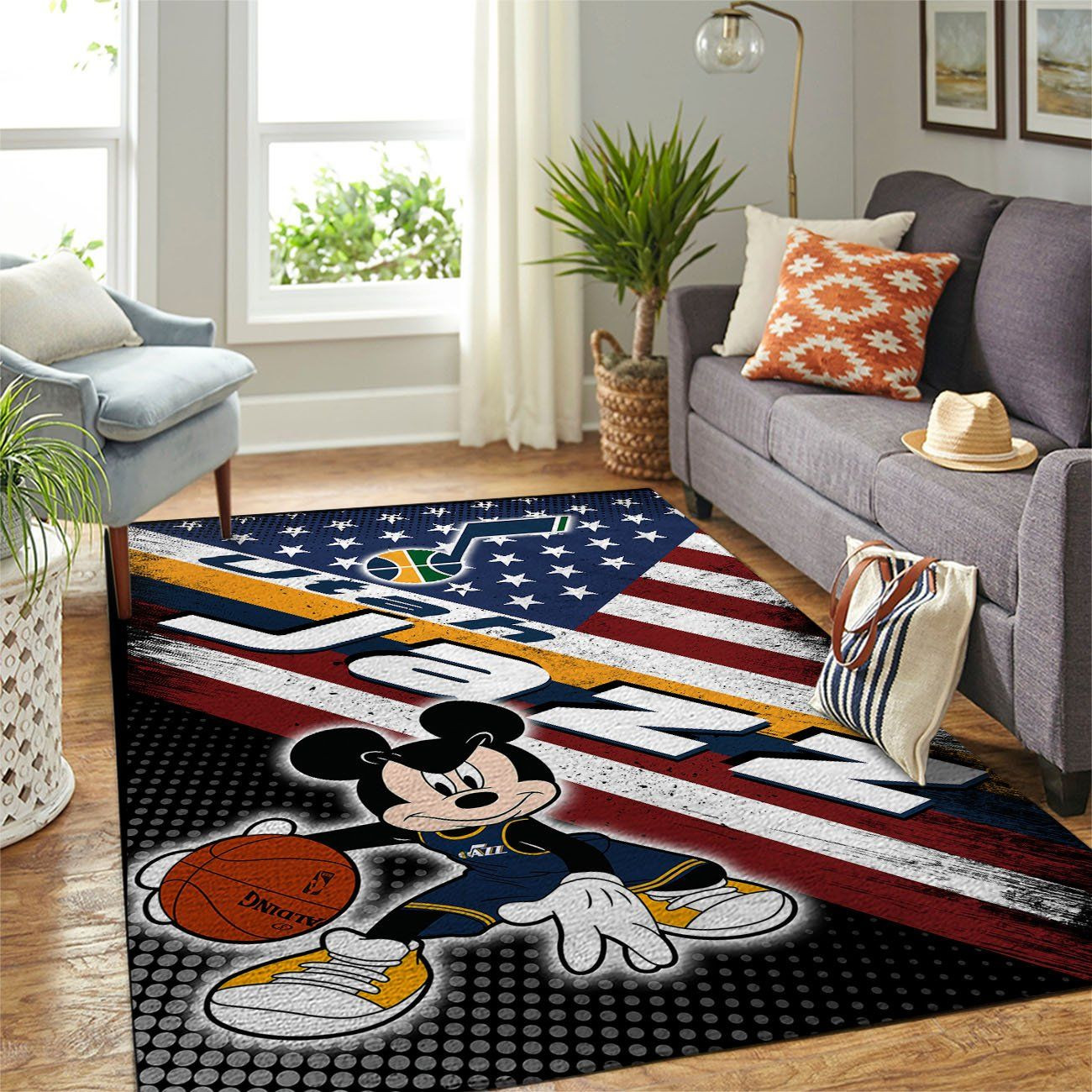 Utah Jazz Nba Team Logo Mickey Us Style Nice Gift Home Decor Rectangle Area Rug - Indoor Outdoor Rugs