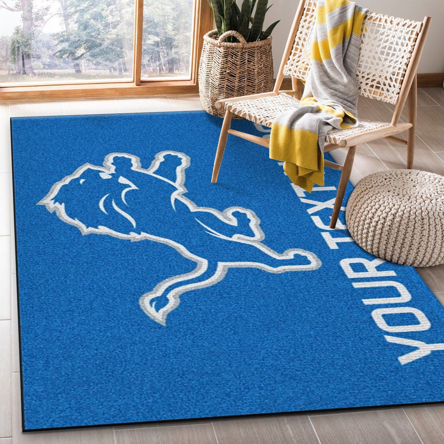 Customizable Detroit Lions Personalized Accent Rug NFL Area Rug Carpet, Living Room Rug, Christmas Gift US Decor - Indoor Outdoor Rugs